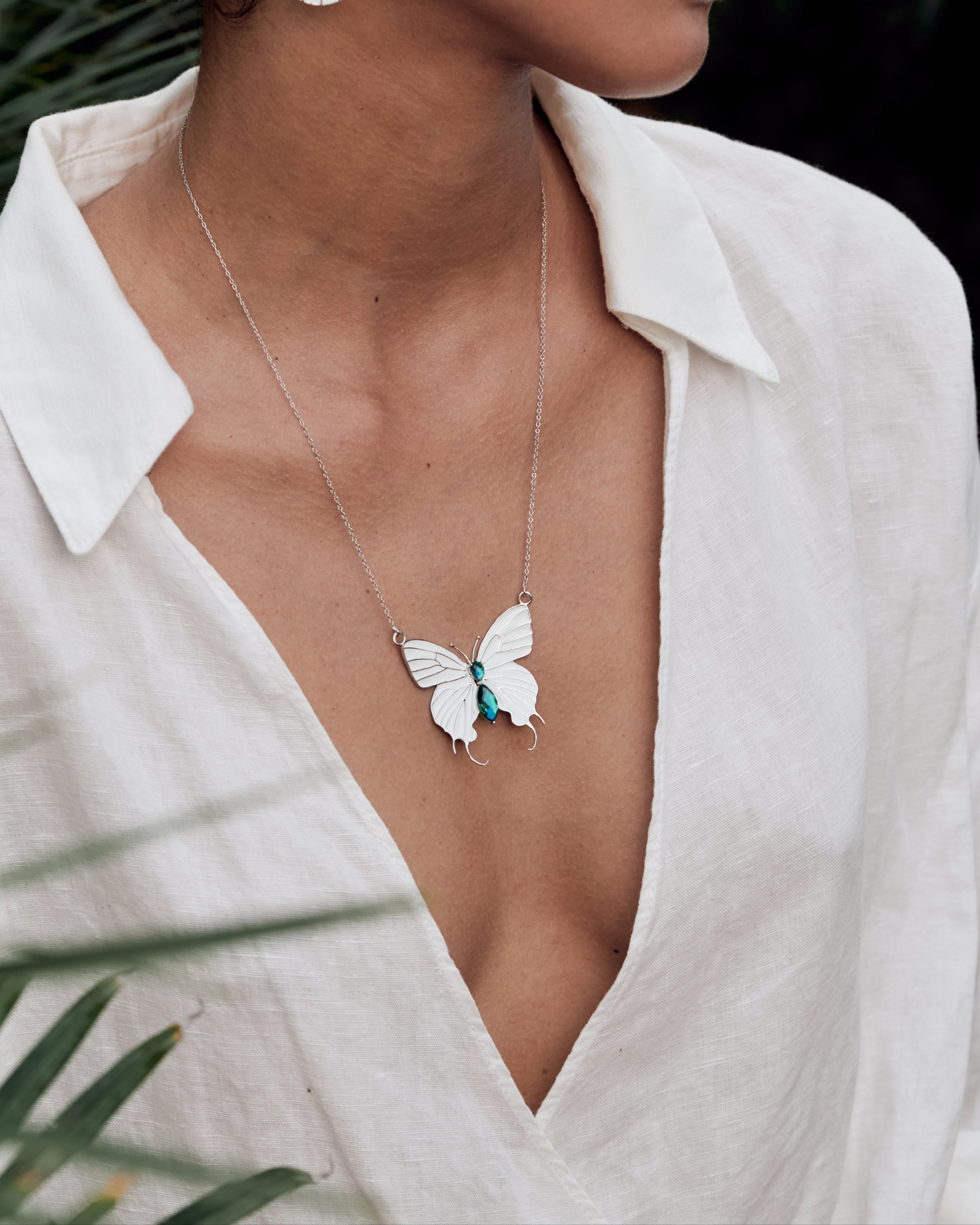 Luminous Prism Butterfly Necklace 18.5"
