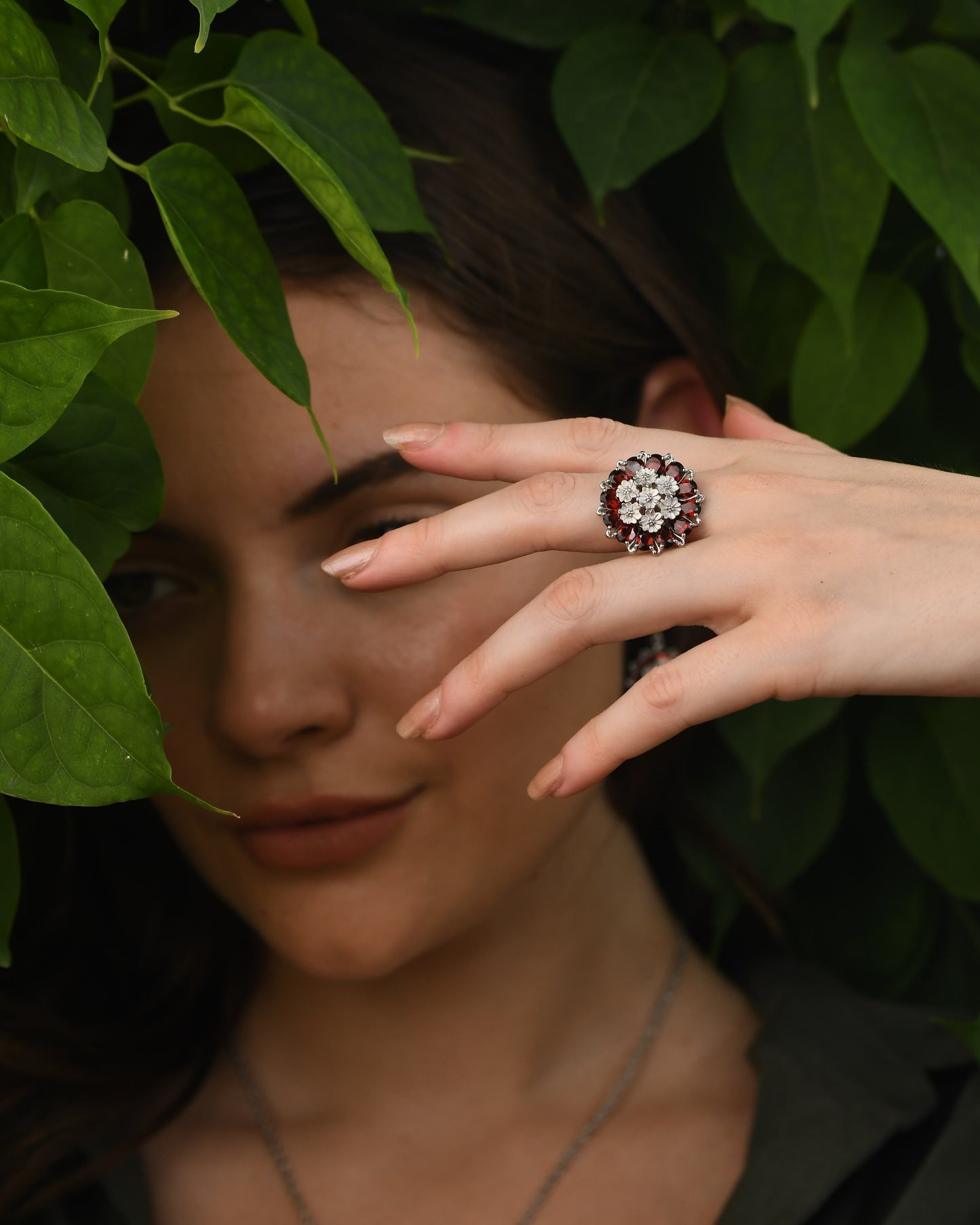Tatiana Petal Ring- Garnet Edition
