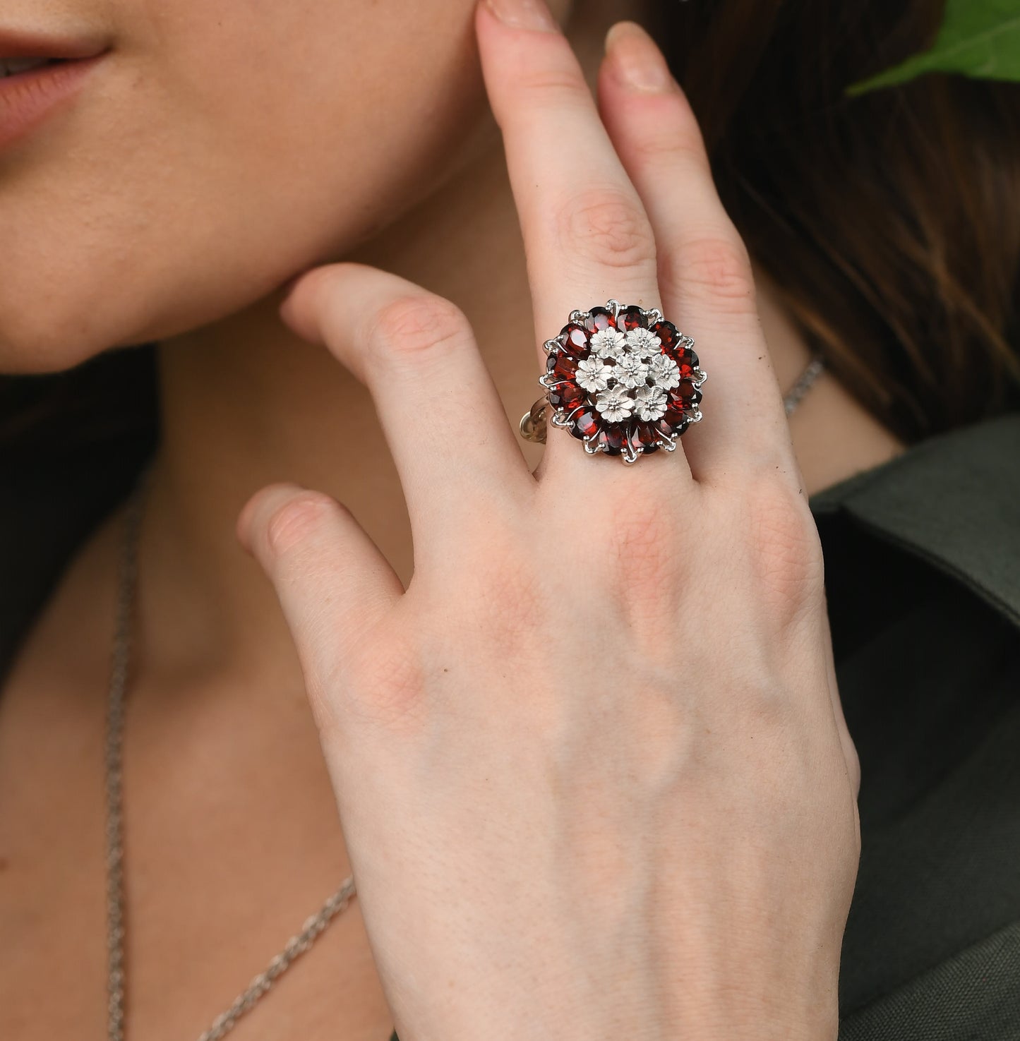 Tatiana Petal Ring- Garnet Edition