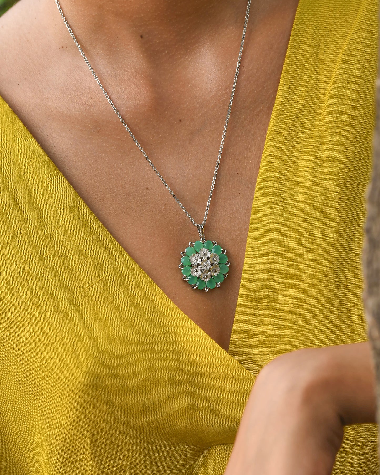 Tatiana Petal Pendant - Chrysoprase Edition