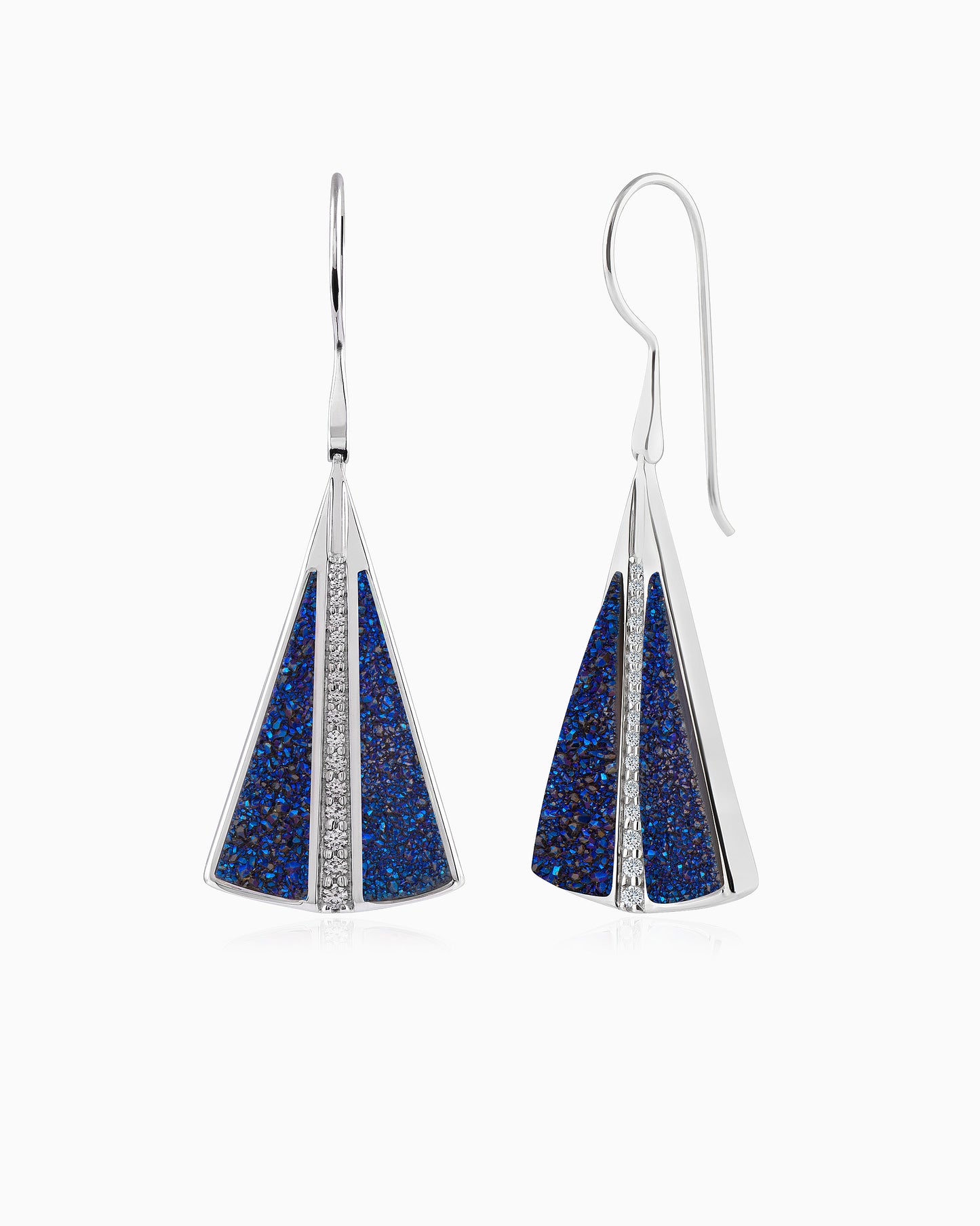 Sapphire Drusy Drop Earrings