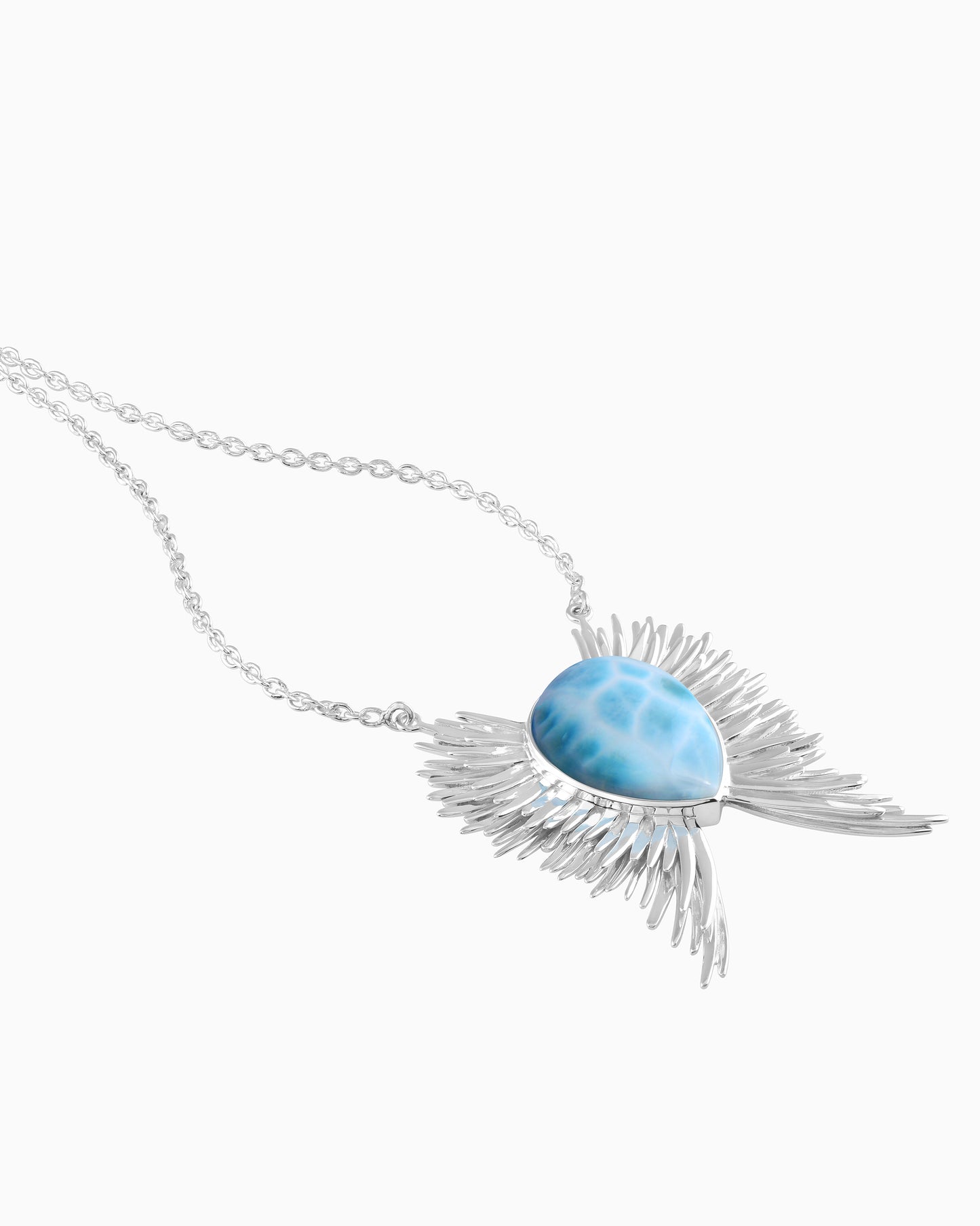 Celestial Winged Larimar Necklace 18"