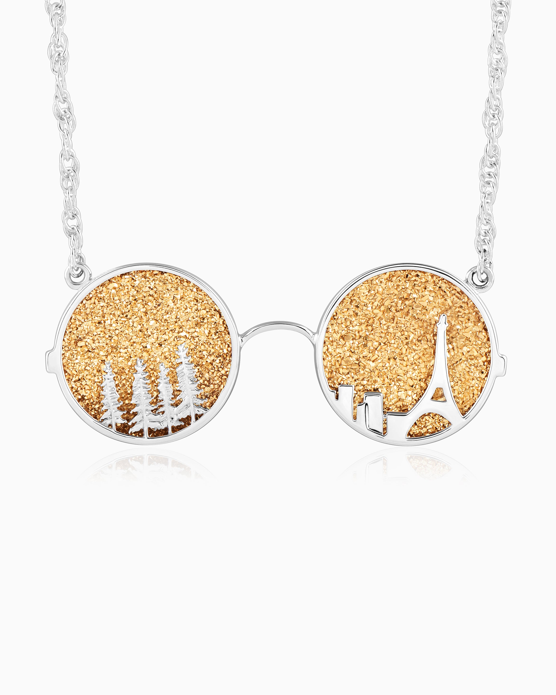 Asphalt Bloom Necklace – Golden Drusy 18"