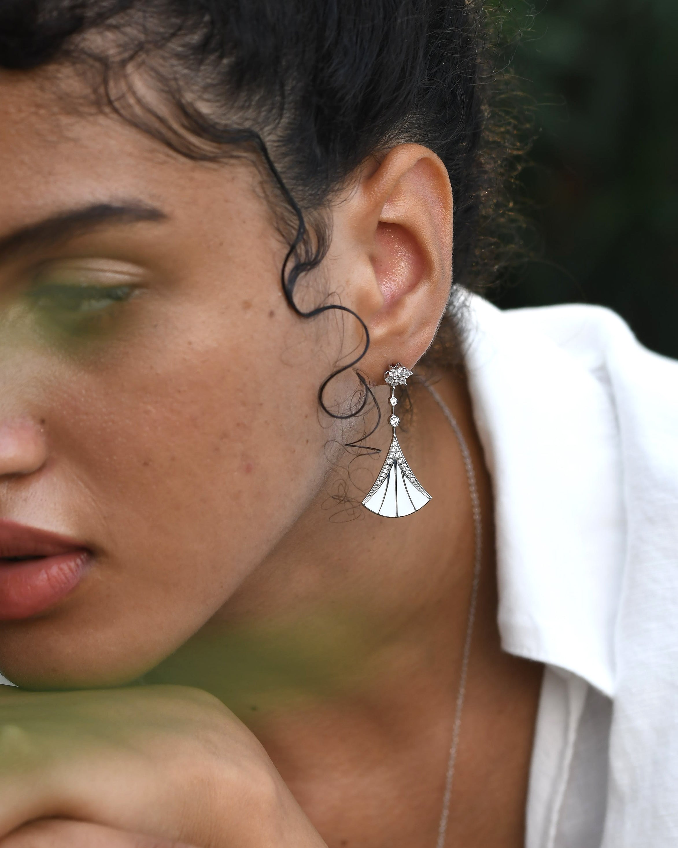 Ivory Enamel Cascade Earrings