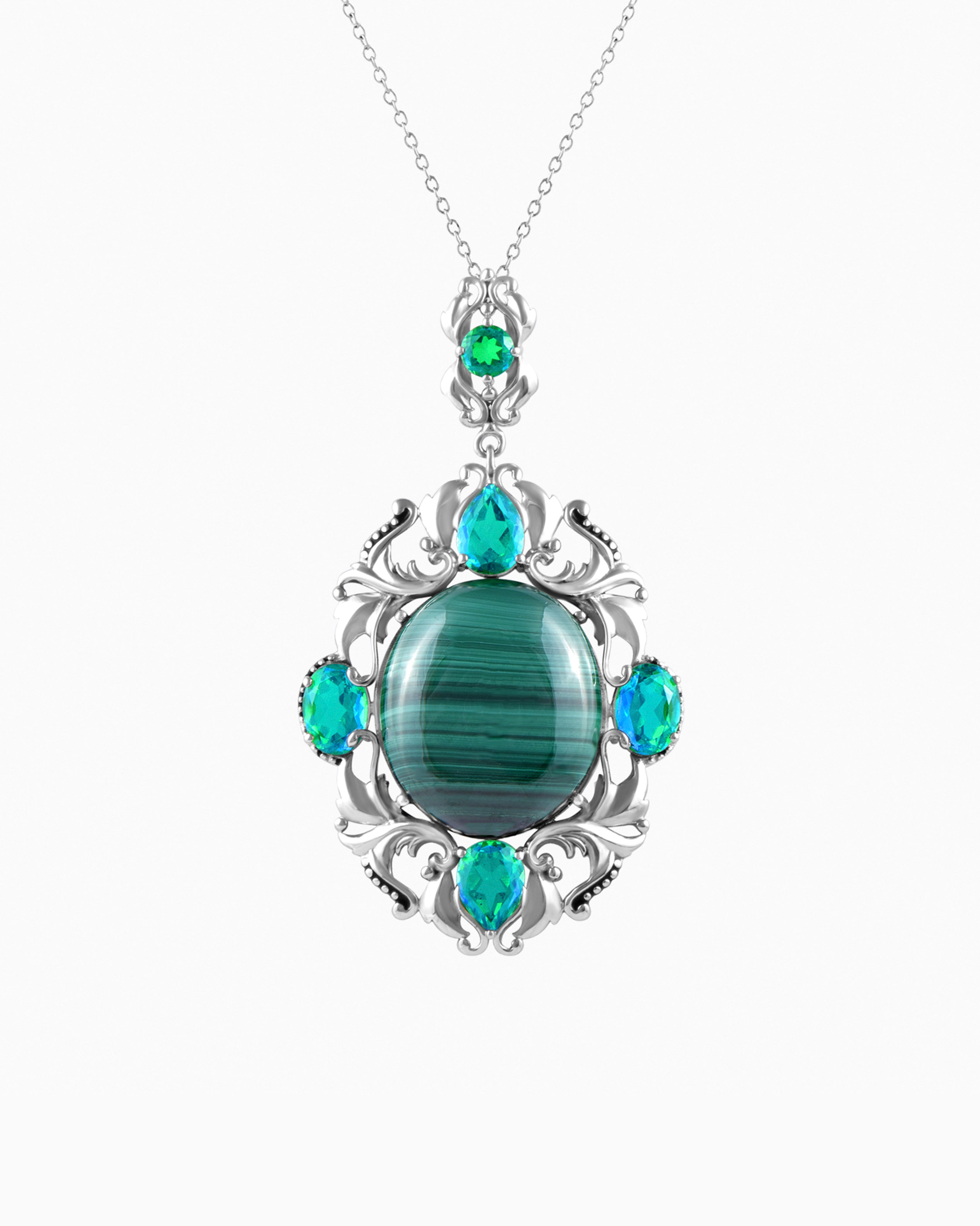 Victorian lily Pendant – Moss Green