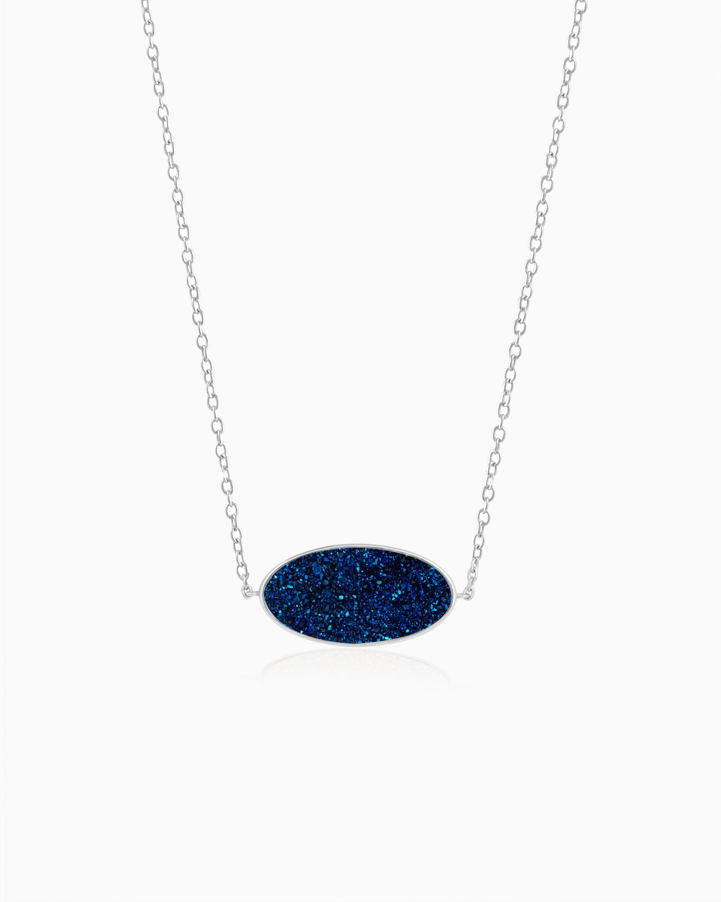 Sapphire Druzy Necklace 24"