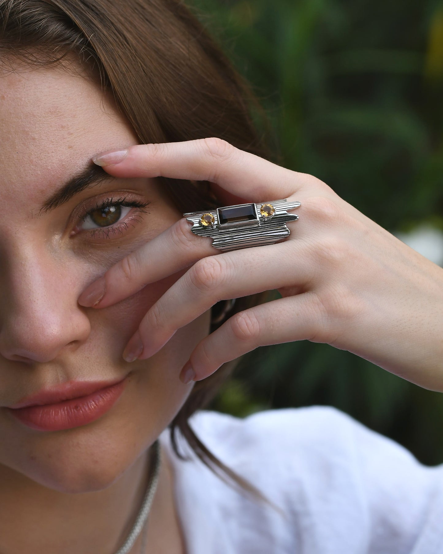 Liquorglint Smoky Crest Ring