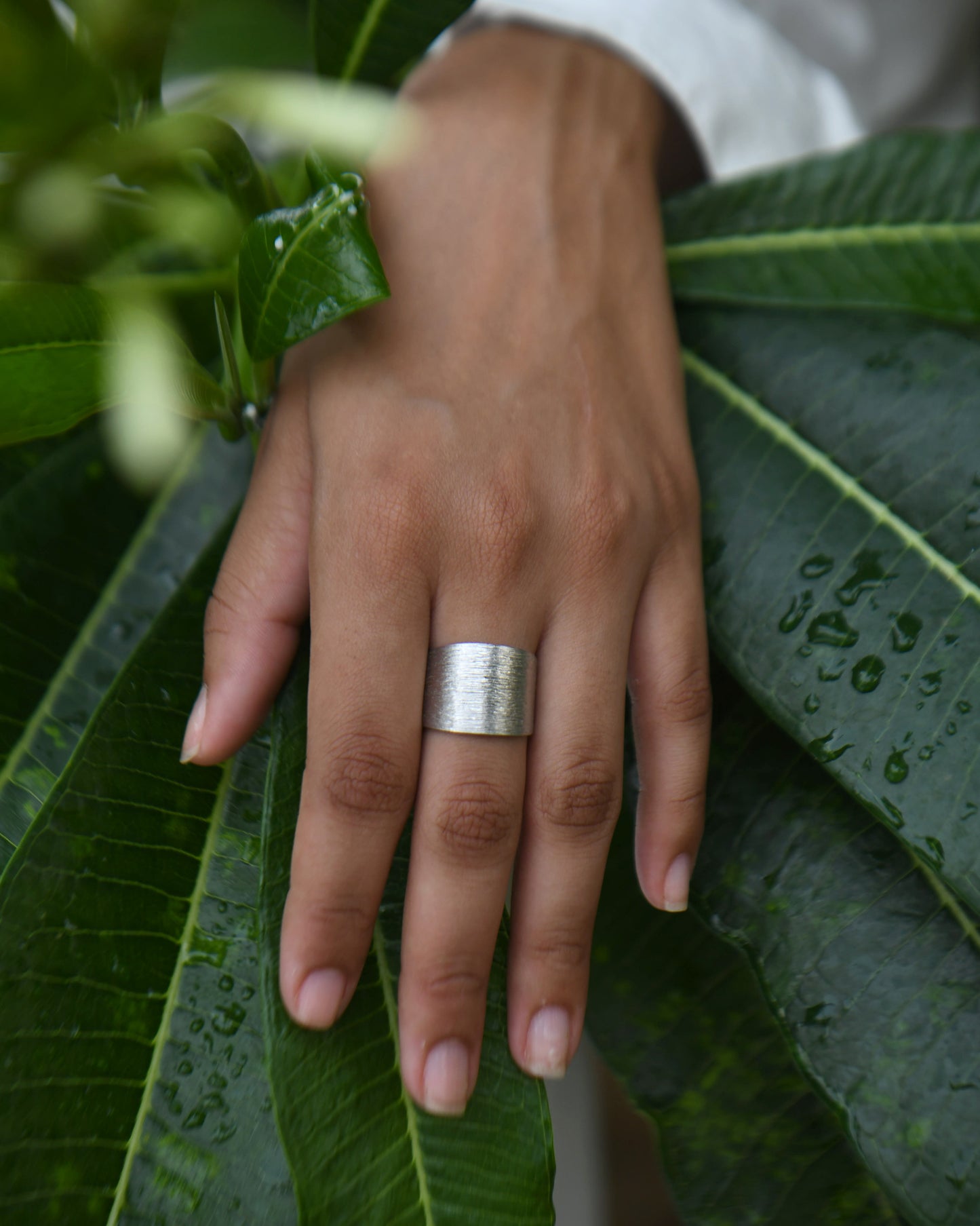 Sterling pulse Scratched Wide Ring