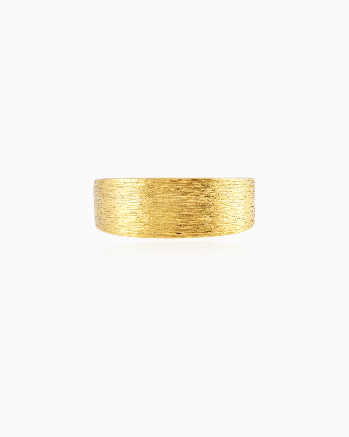 Fire Frame Scratched Gold Ring