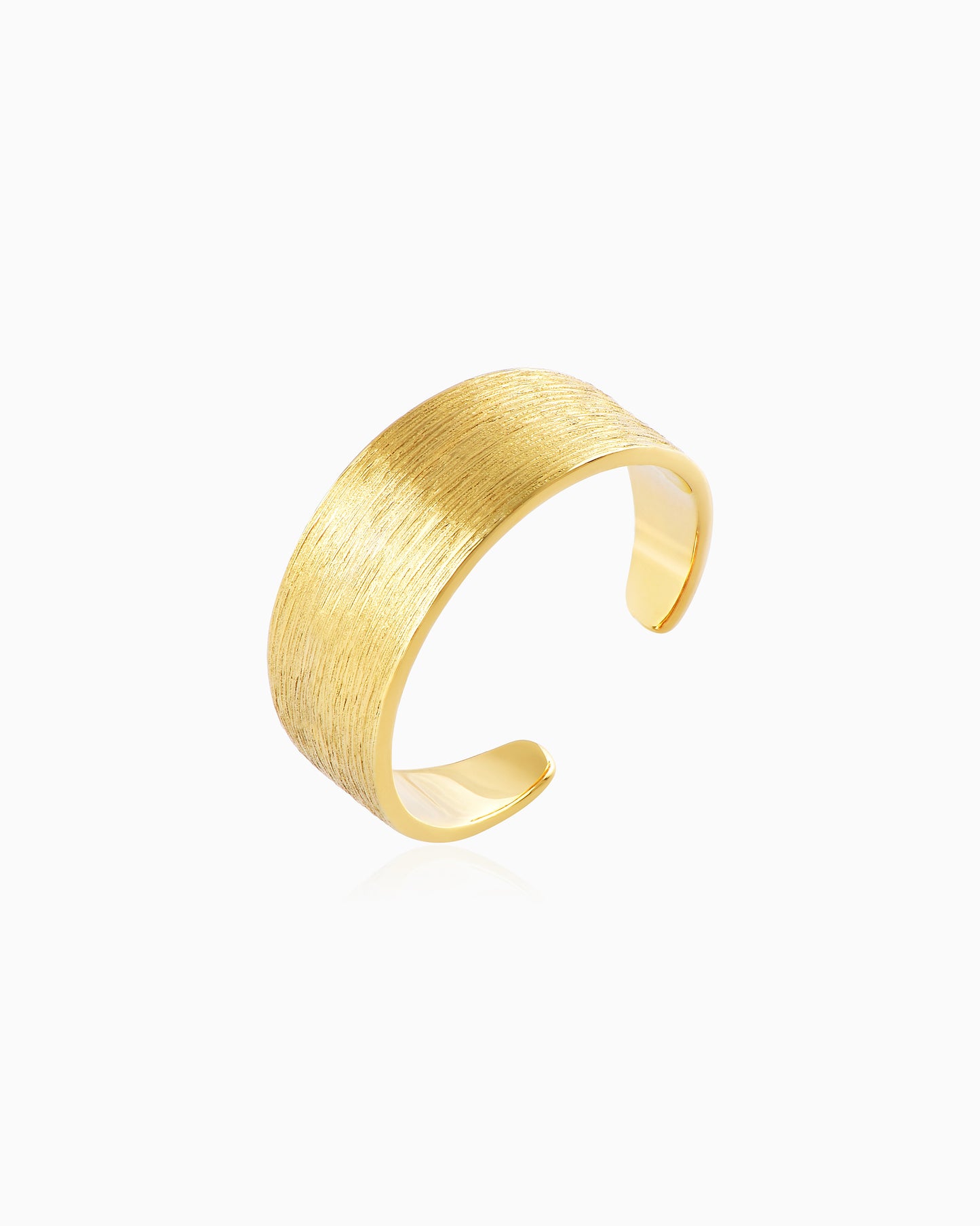 Fire Frame Scratched Gold Ring