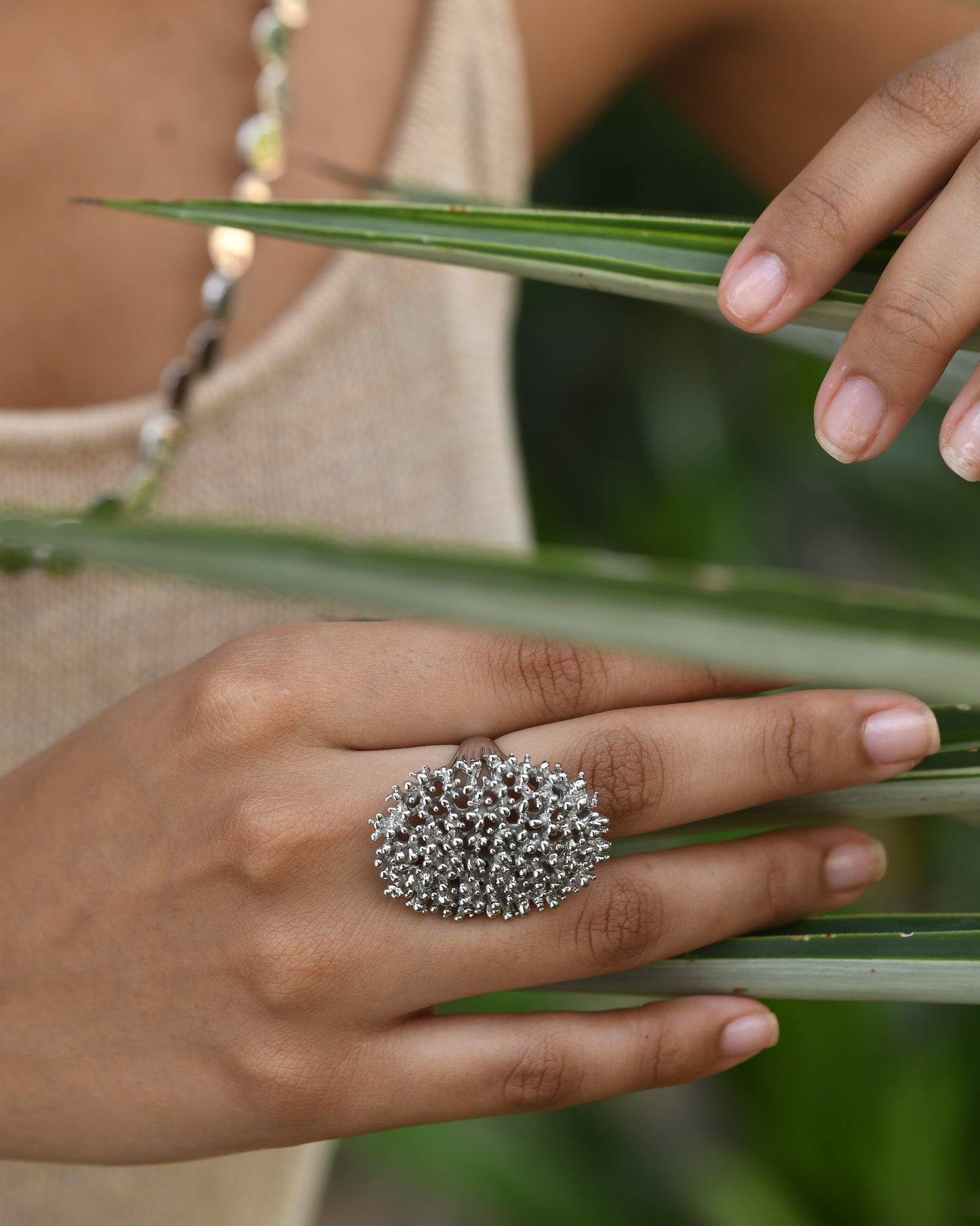 Silvery Algae Ring