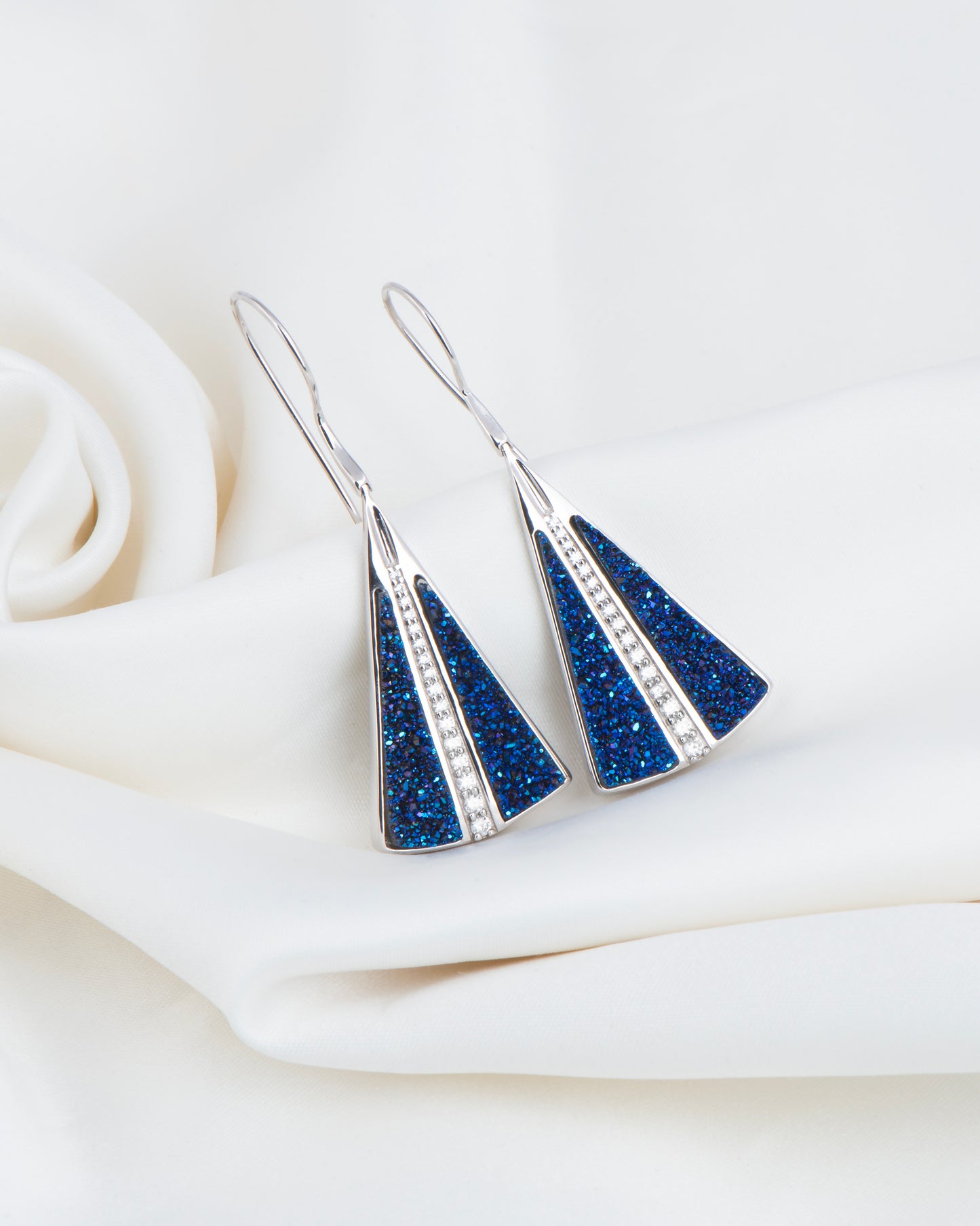 Sapphire Drusy Drop Earrings