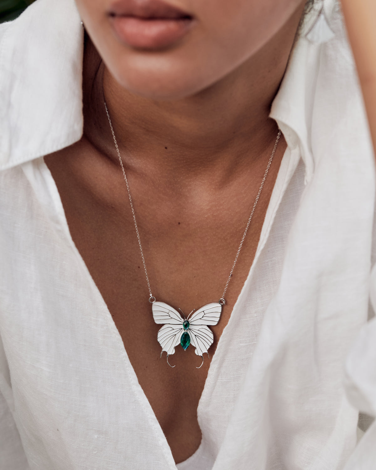 Luminous Prism Butterfly Necklace 18.5