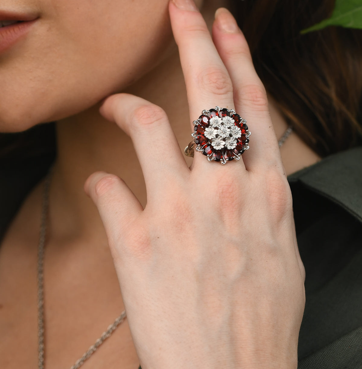 Tatiana Petal Ring- Garnet Edition