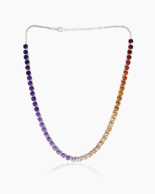 Amethyst Citrine Light to Dark Tennis Necklace 18"