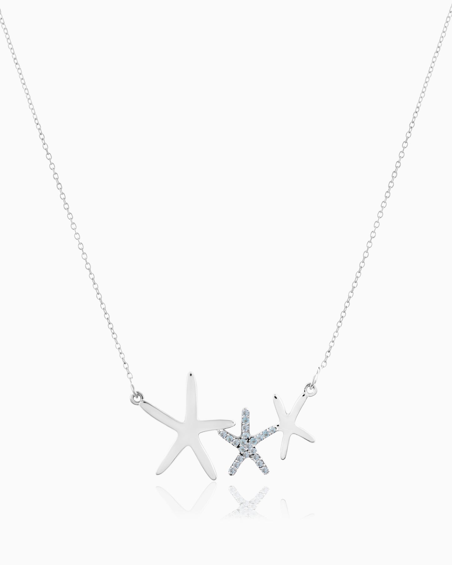 Aqua Starfish Necklace 18"