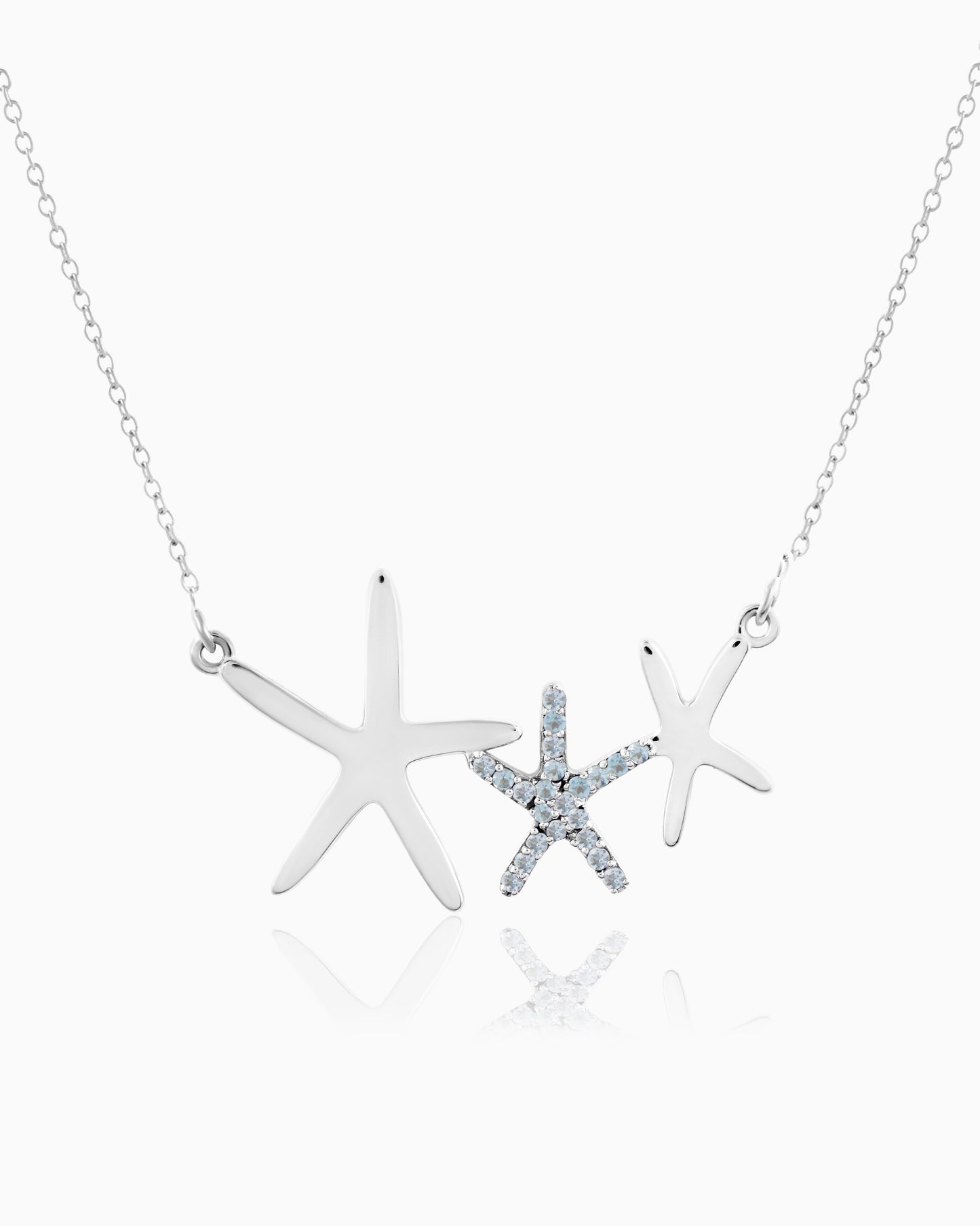 Aqua Starfish Necklace 18"