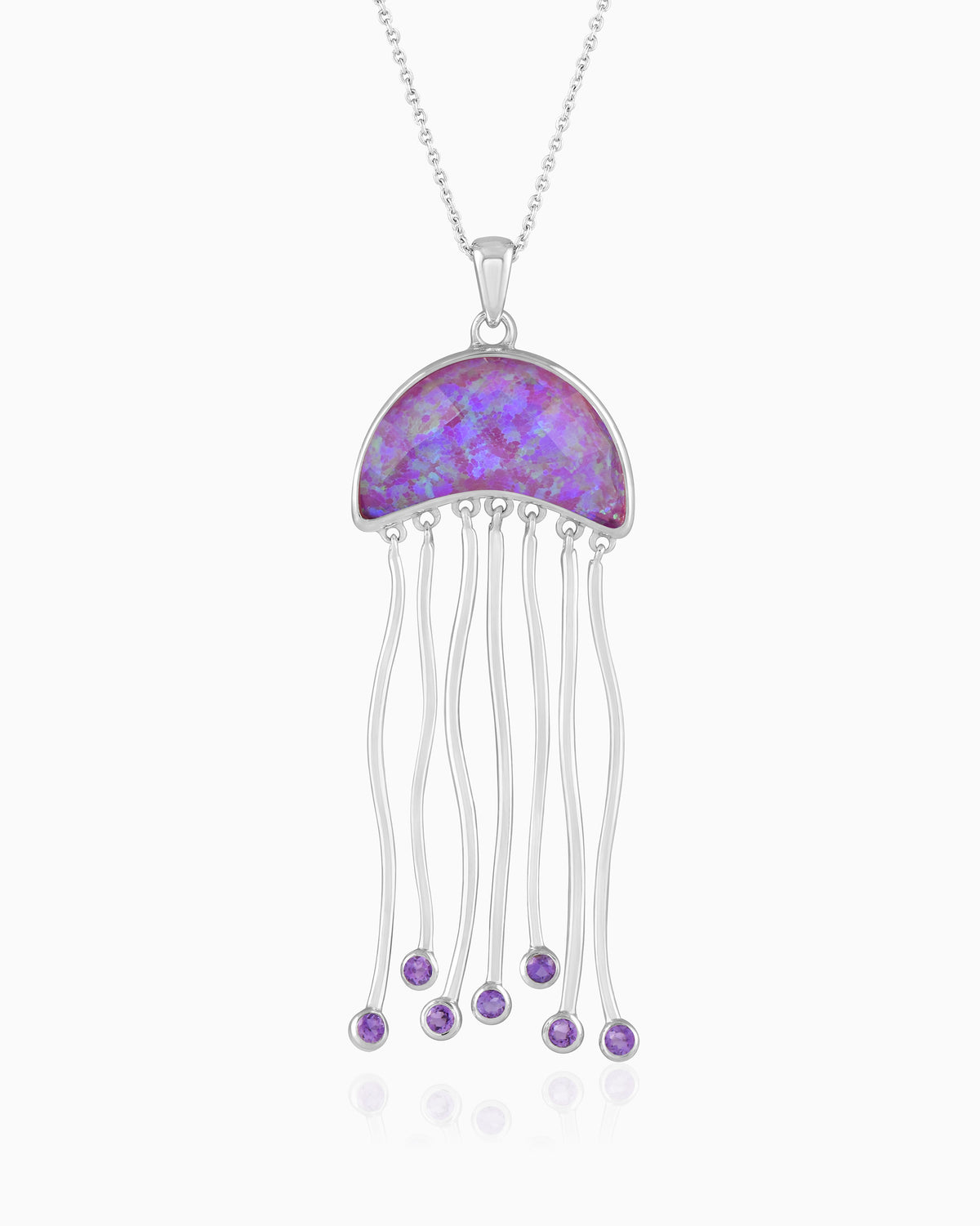 Jellyfish Waltz Beneath Ocean Gem Veil Pendant