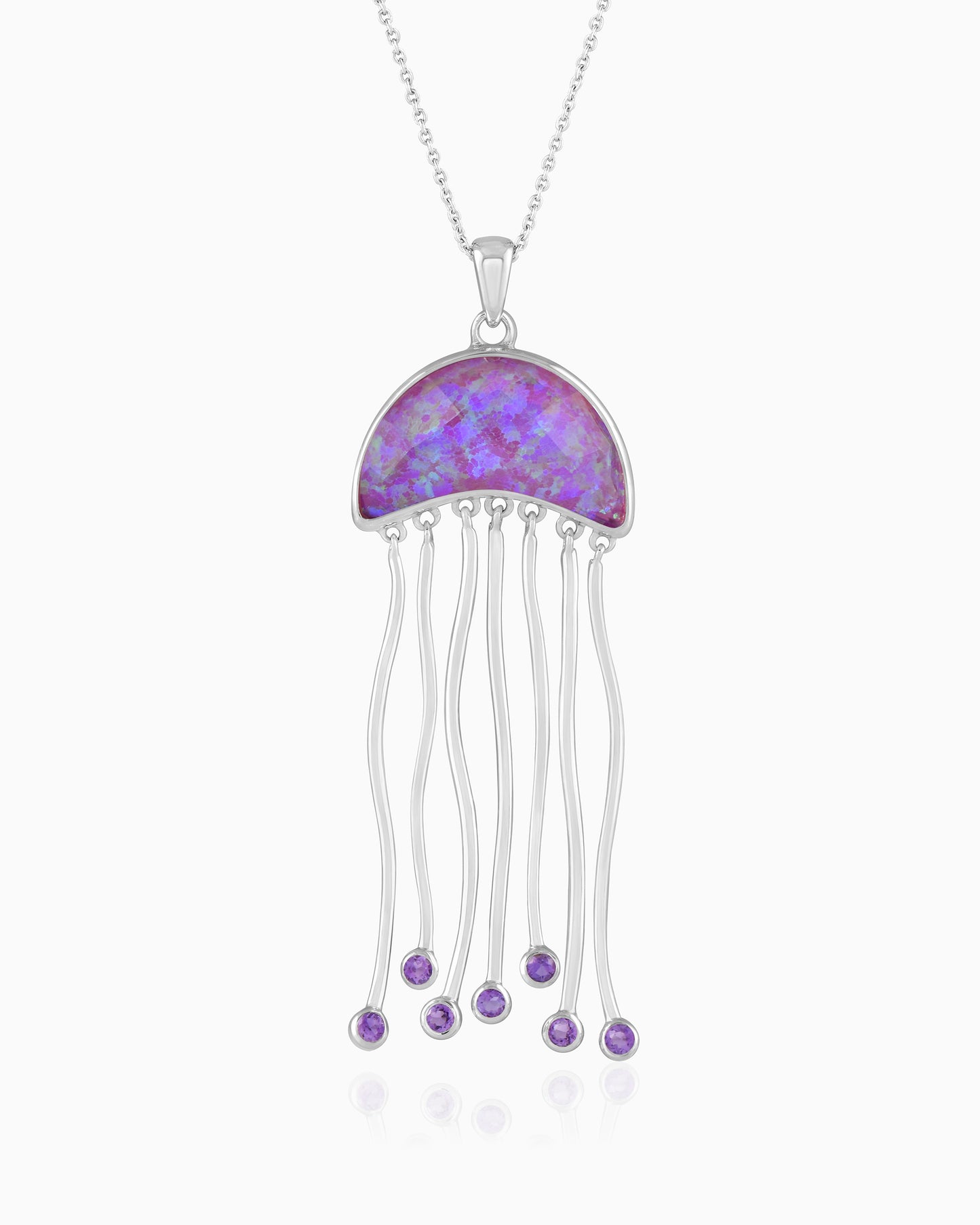 Jellyfish Waltz Beneath Ocean Gem Veil Pendant