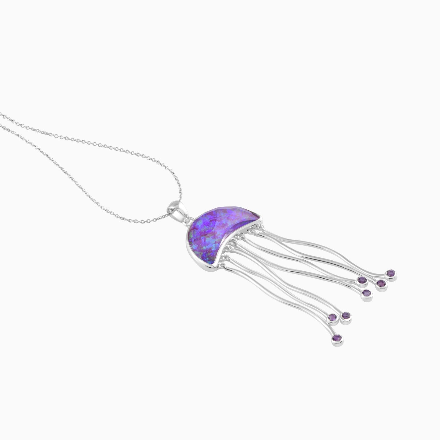 Jellyfish Waltz Beneath Ocean Gem Veil Pendant