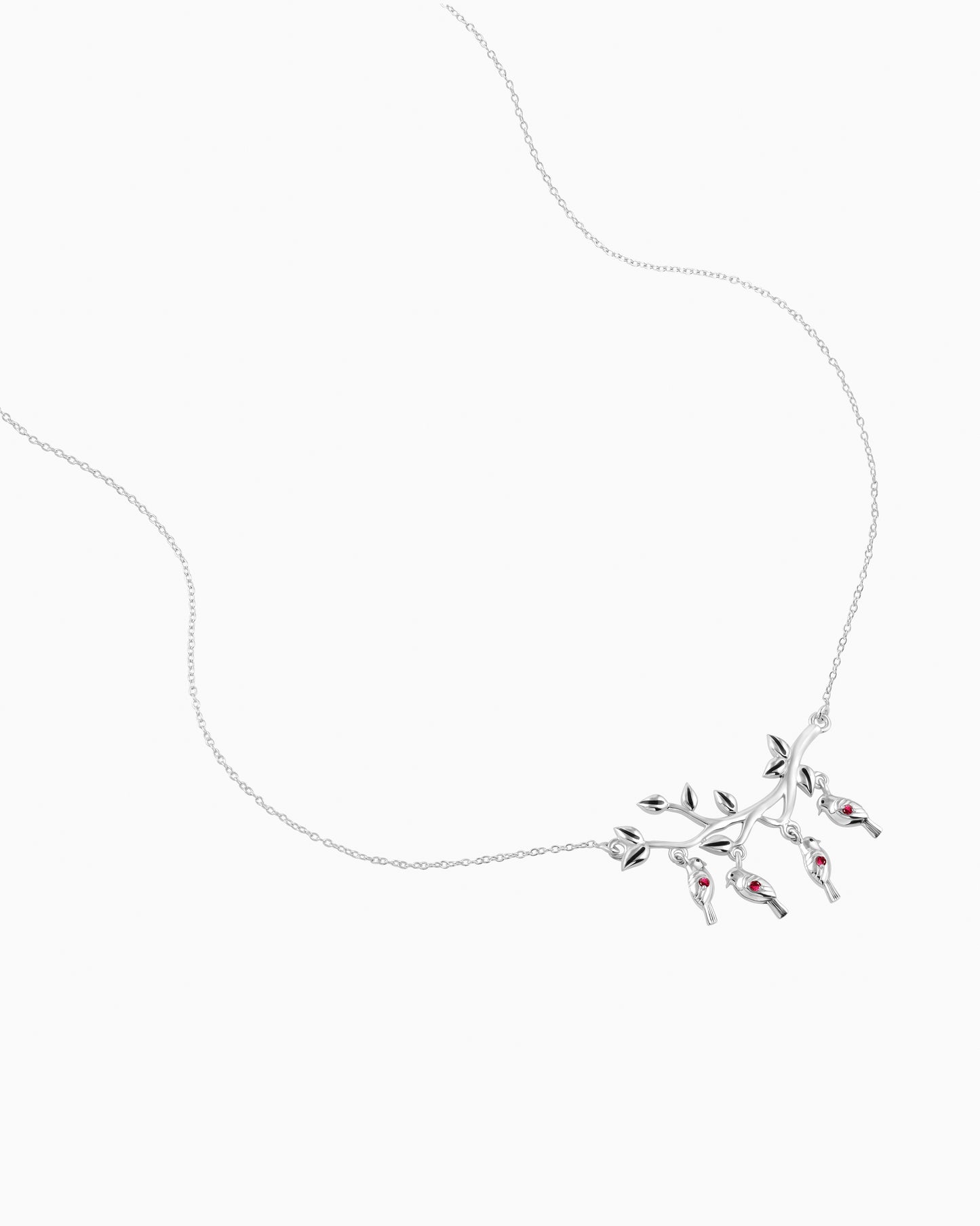 Petal Light Spun Blooming Birds Necklace 18"