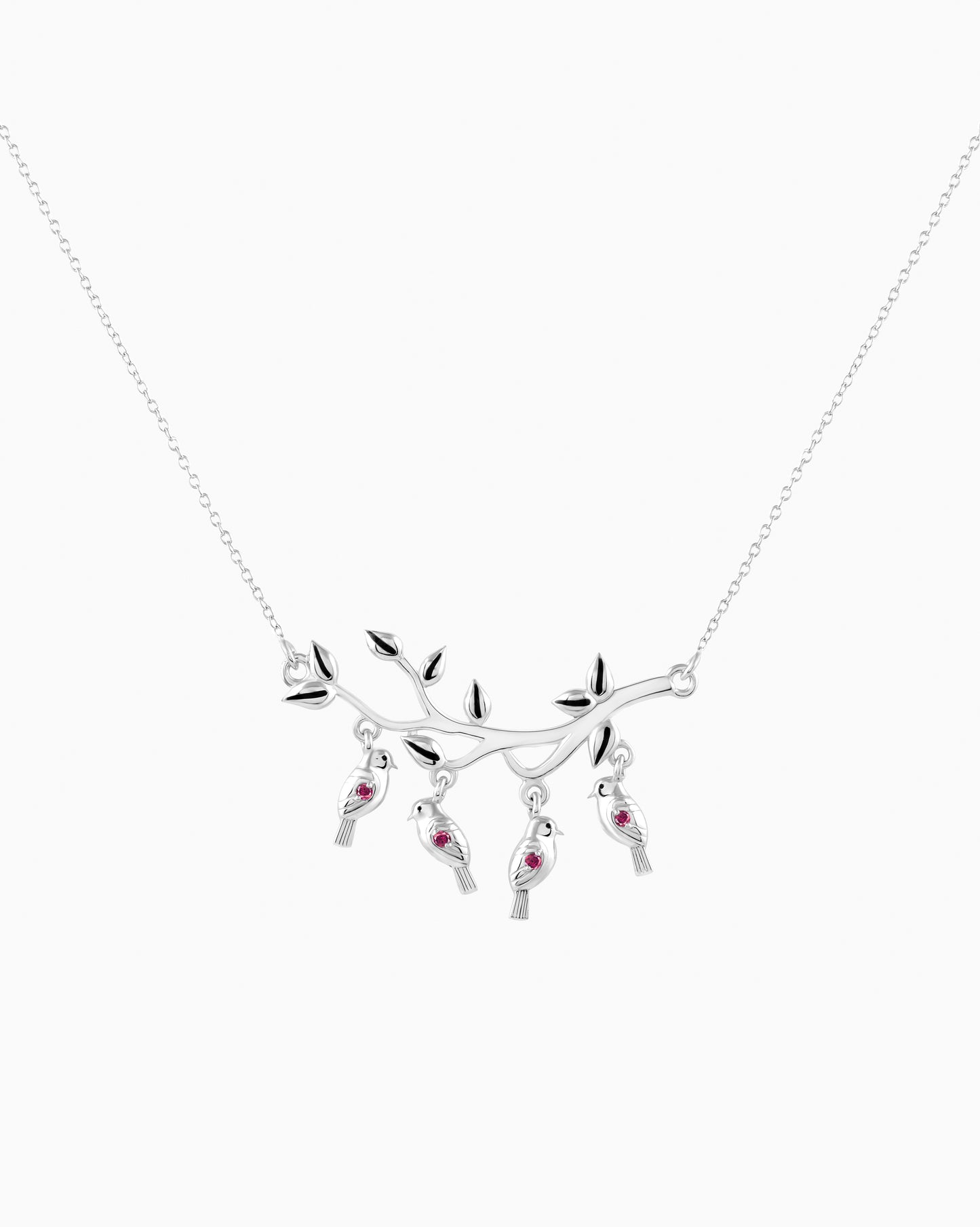 Petal Light Spun Blooming Birds Necklace 18"
