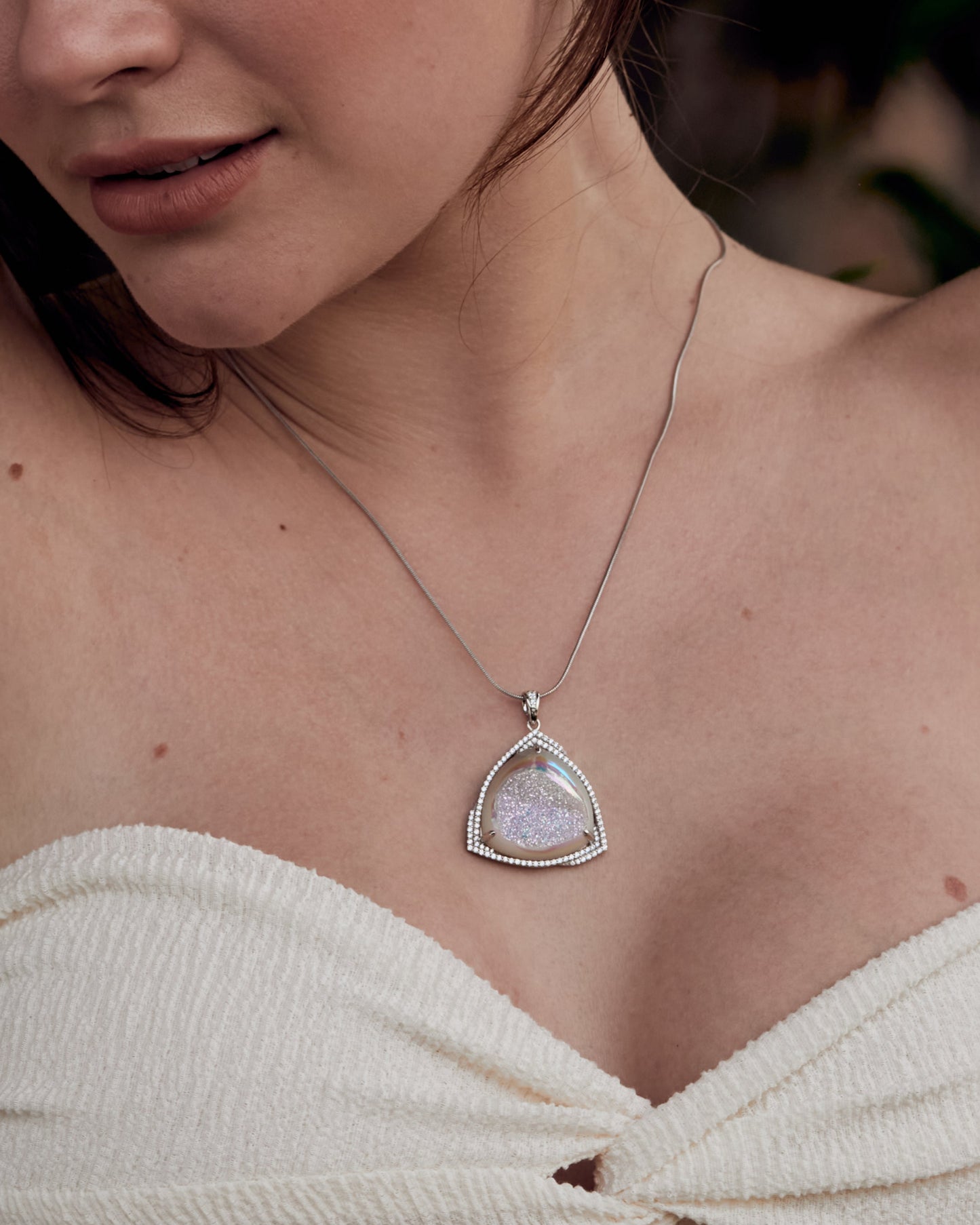 Moonlit Aura Dance in Iridescent Glow Pendant