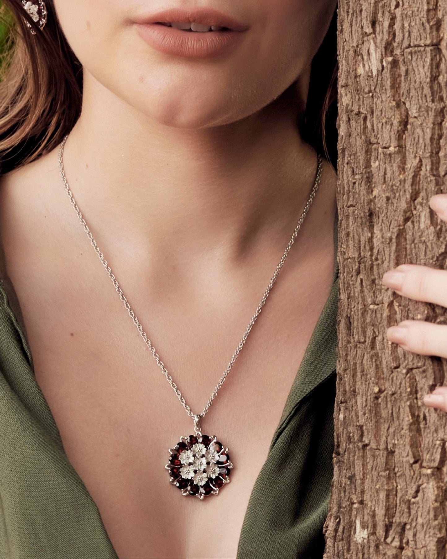 Tatiana Petal Pendant - Garnet Edition