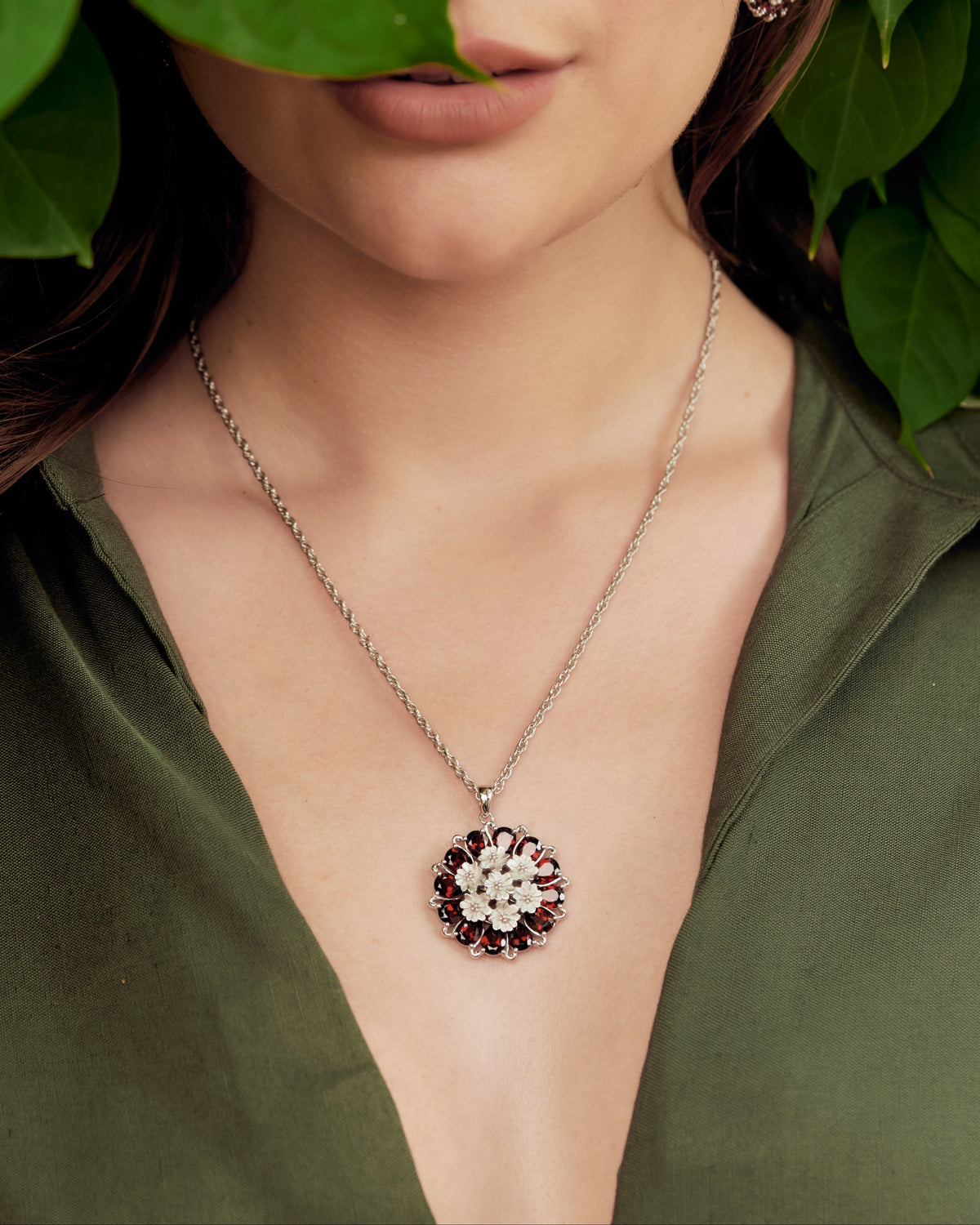 Tatiana Petal Pendant - Garnet Edition