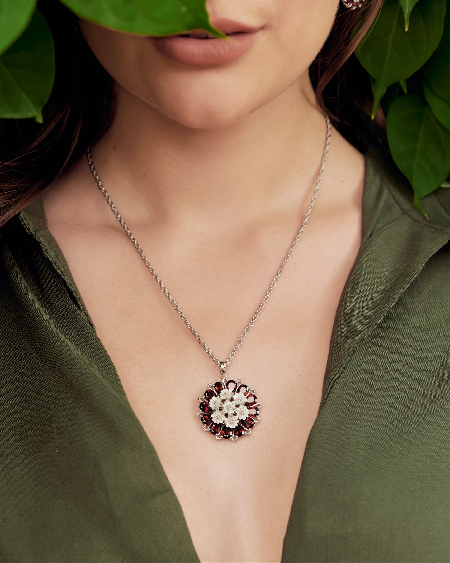 Tatiana Petal Pendant - Garnet Edition
