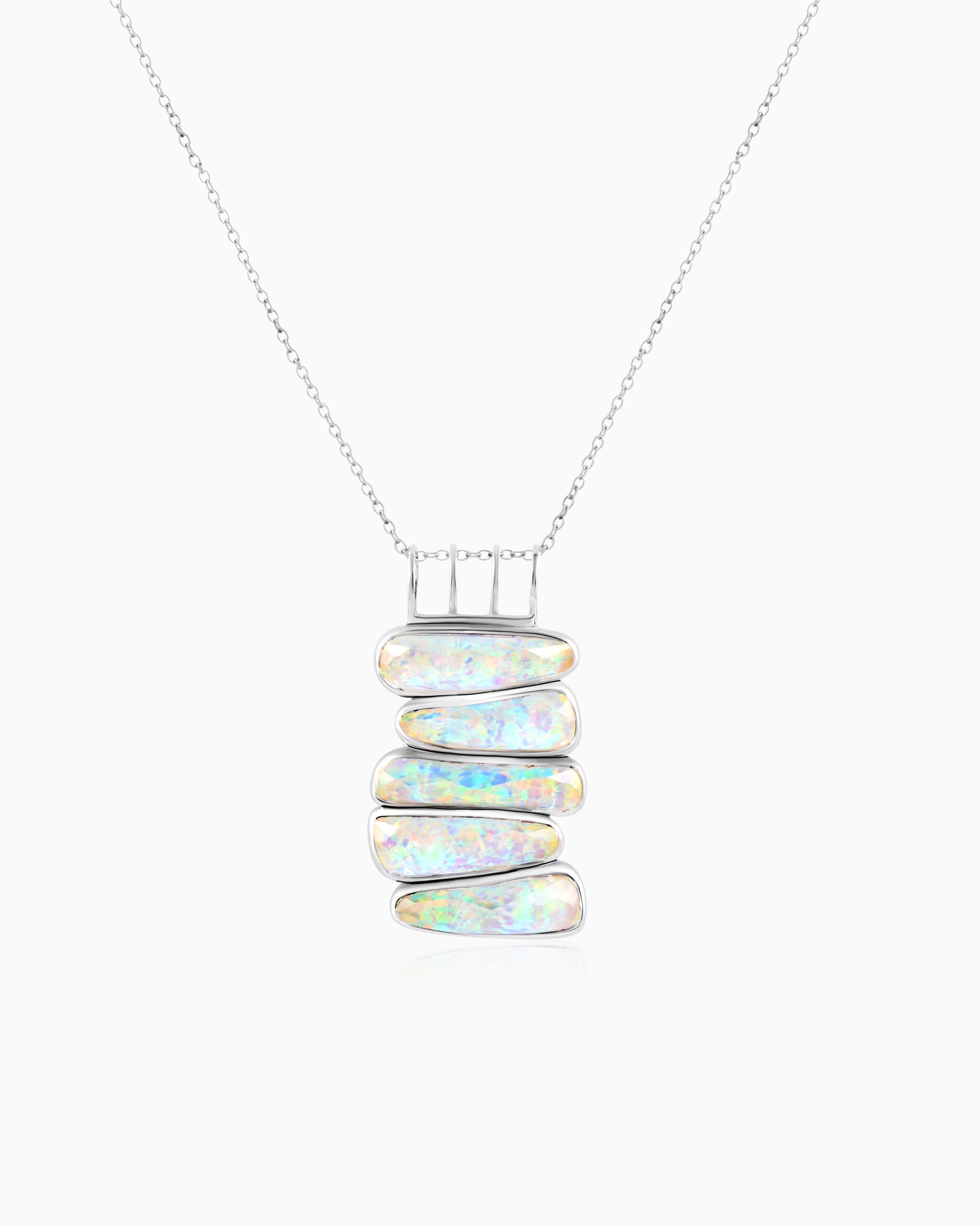 Stacked Opalescent pebbels Pendant