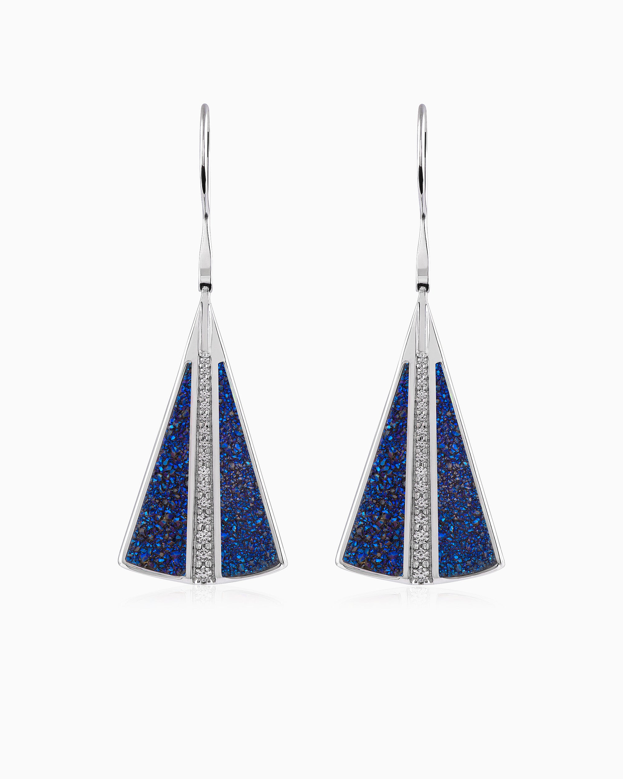 Sapphire Drusy Drop Earrings