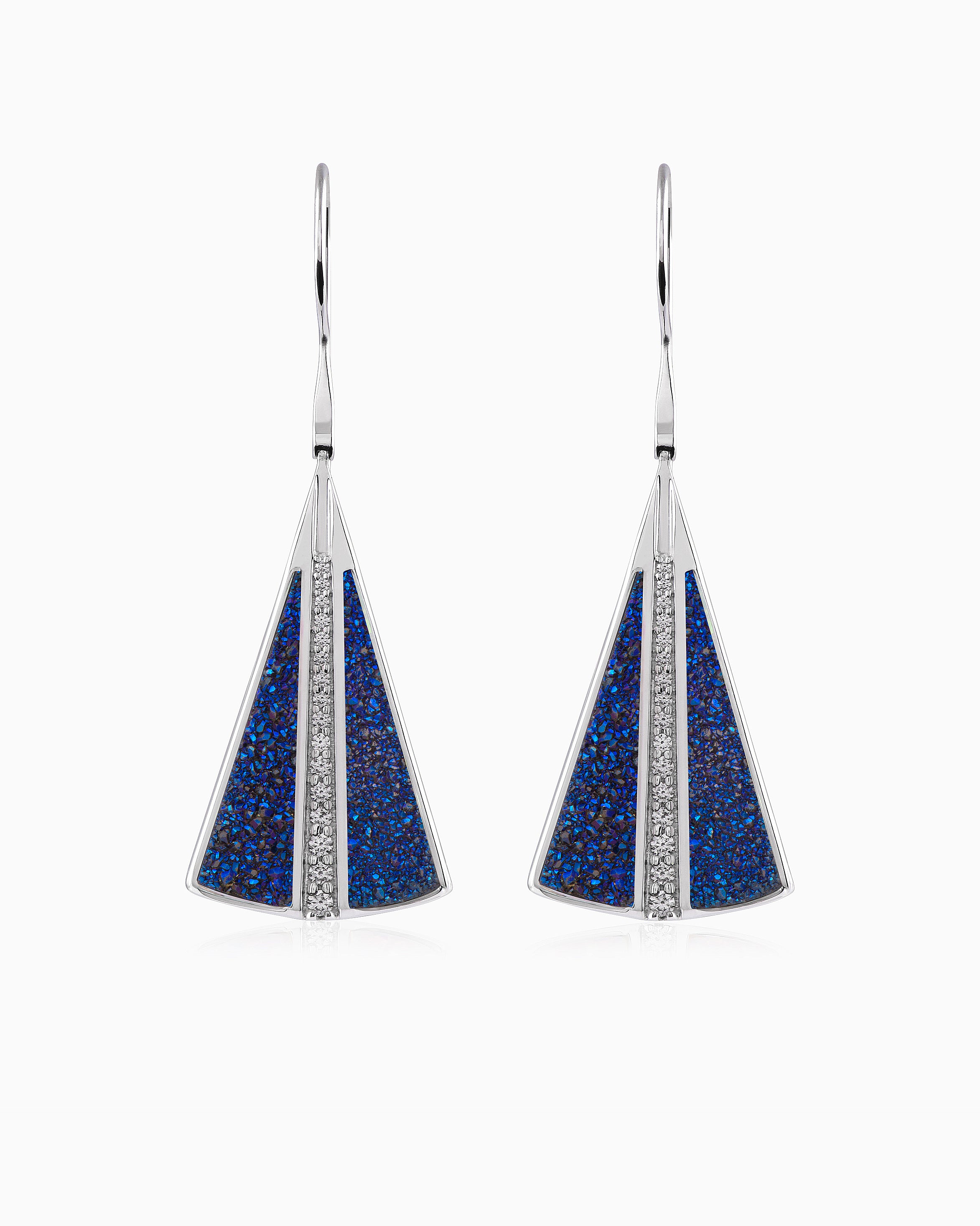 Sapphire Drusy Drop Earrings