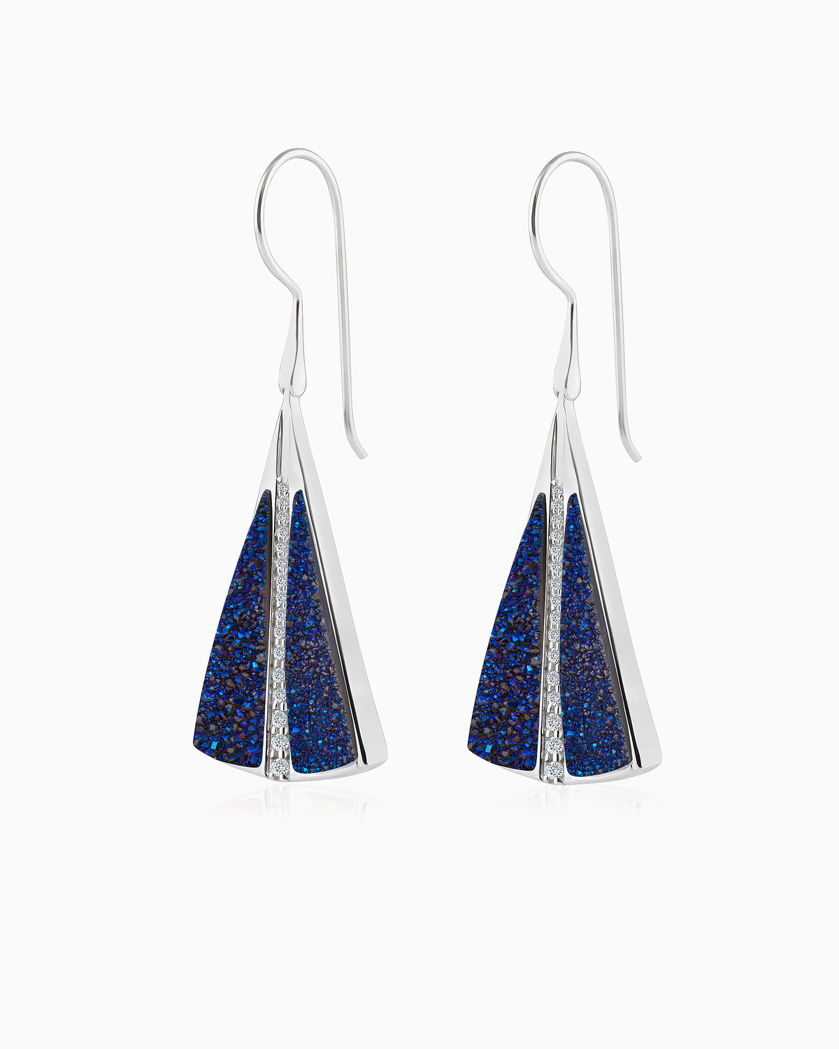Sapphire Drusy Drop Earrings