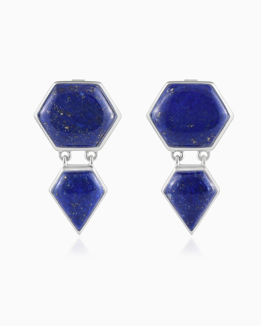 Cobalt Hexa Heart Earrings