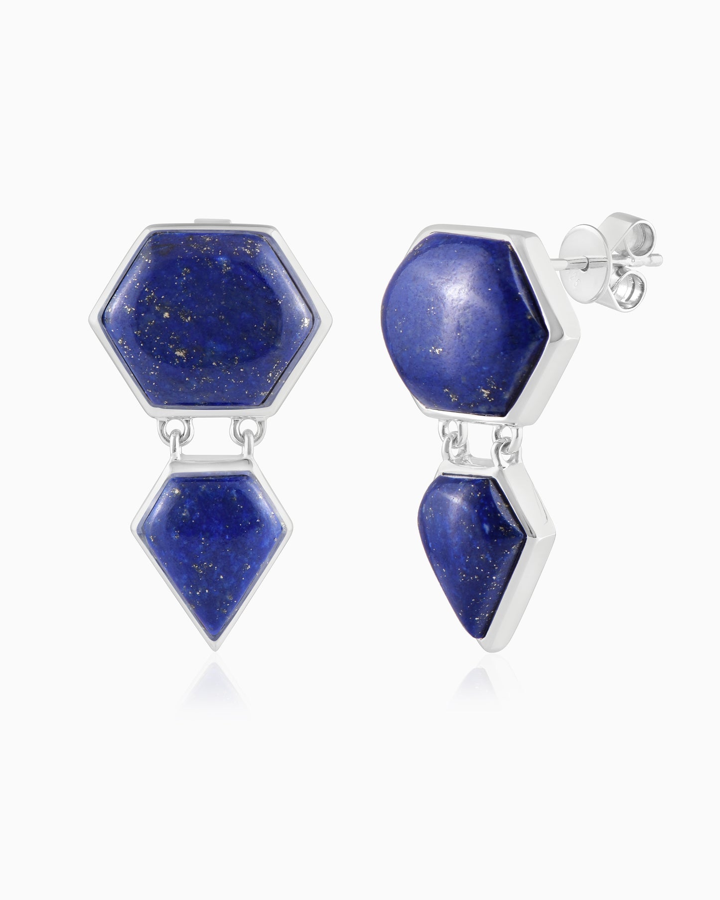 Cobalt Hexa Heart Earrings