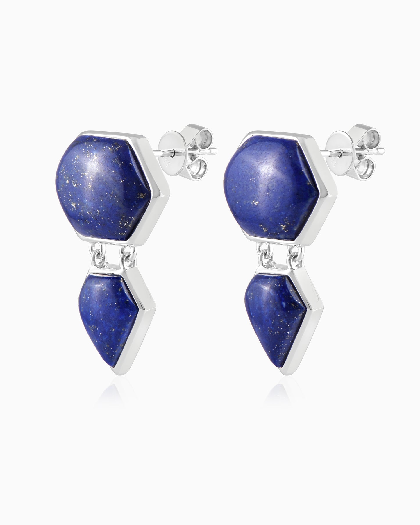 Cobalt Hexa Heart Earrings