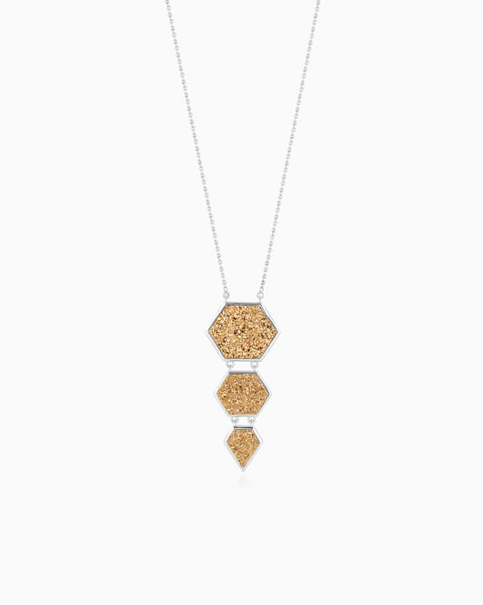 Golden Hexa Star Crust Necklace 18"