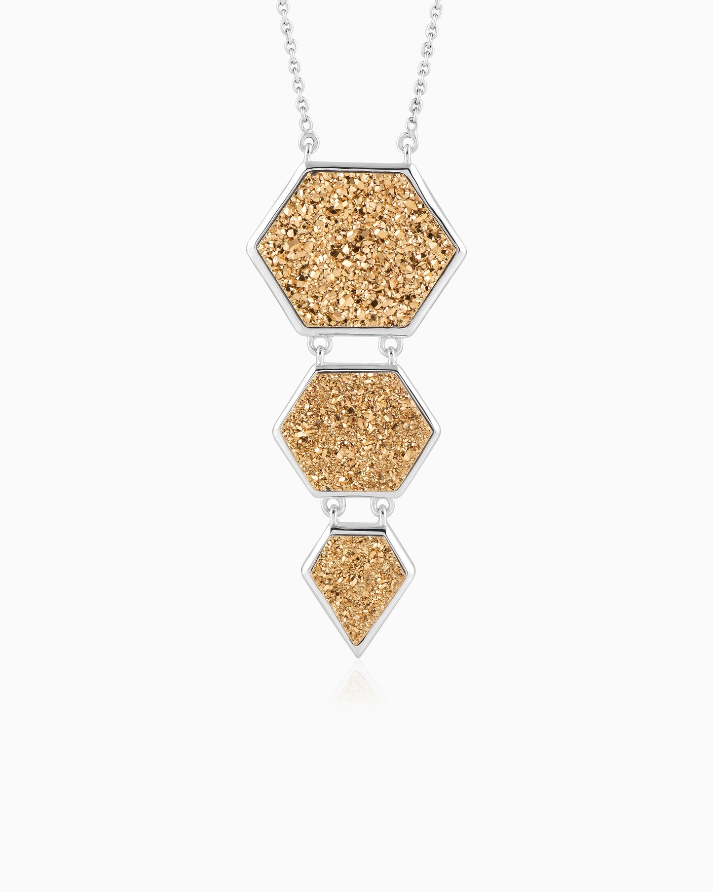 Golden Hexa Star Crust Necklace 18"