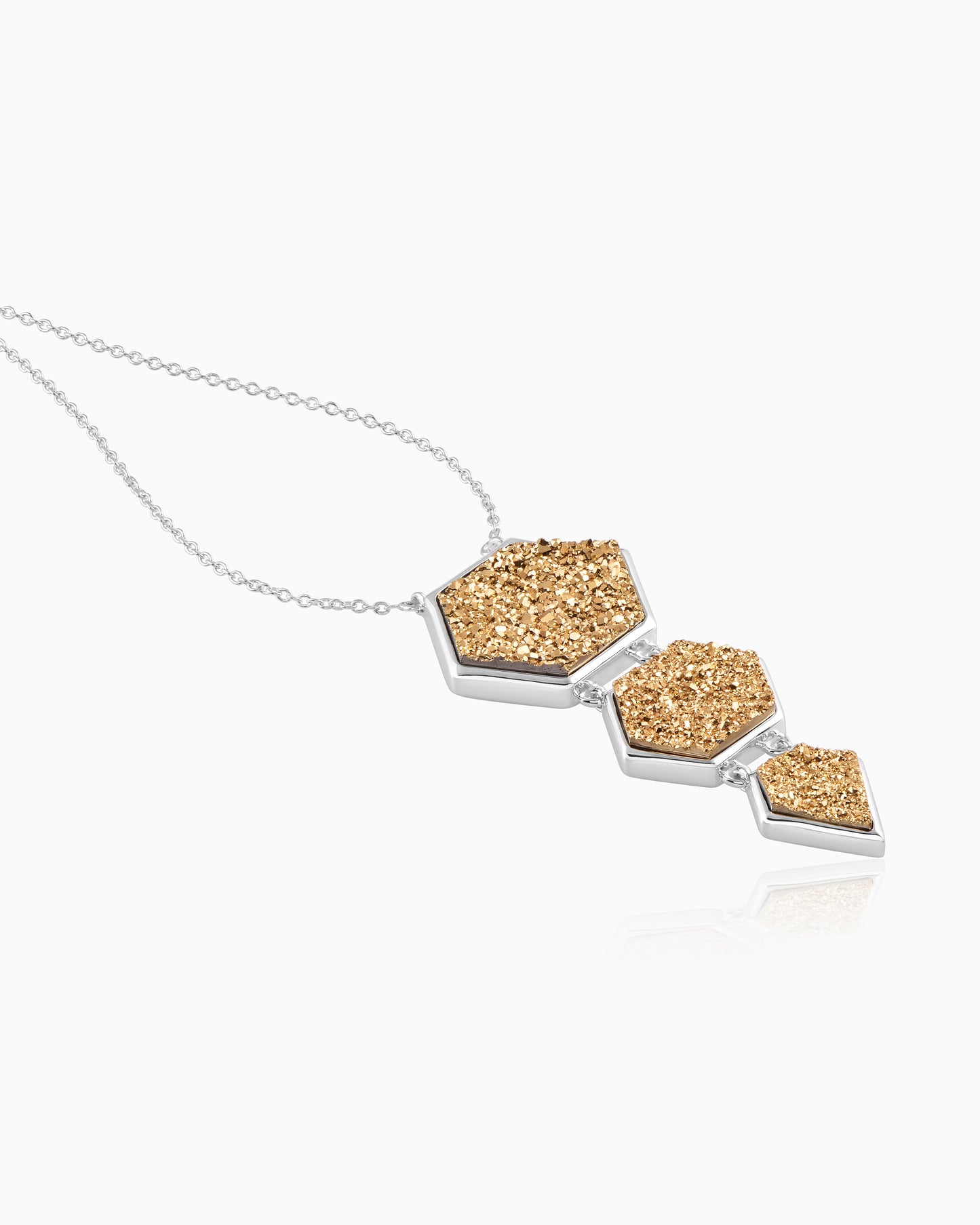Golden Hexa Star Crust Necklace 18"