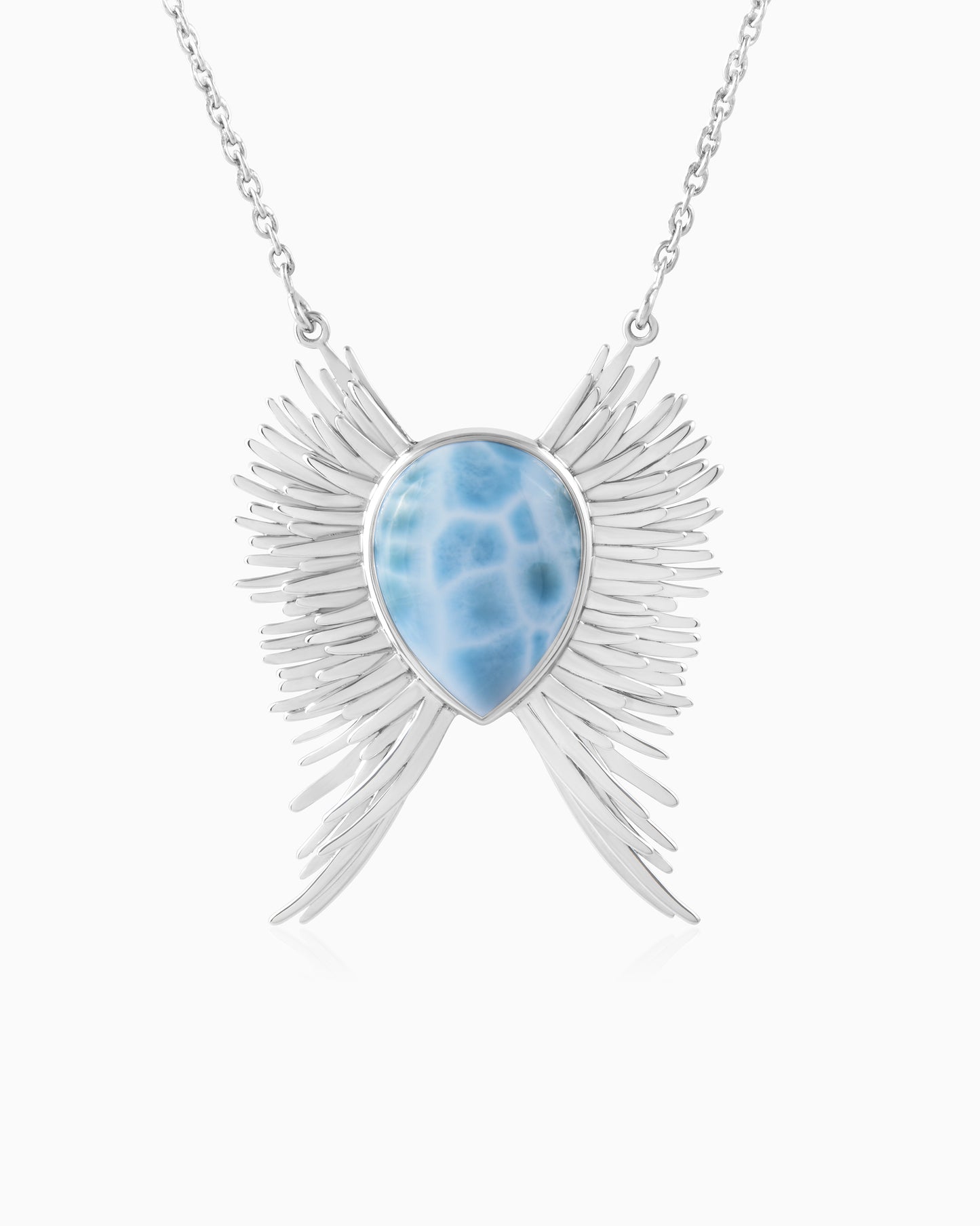 Celestial Winged Larimar Necklace 18"