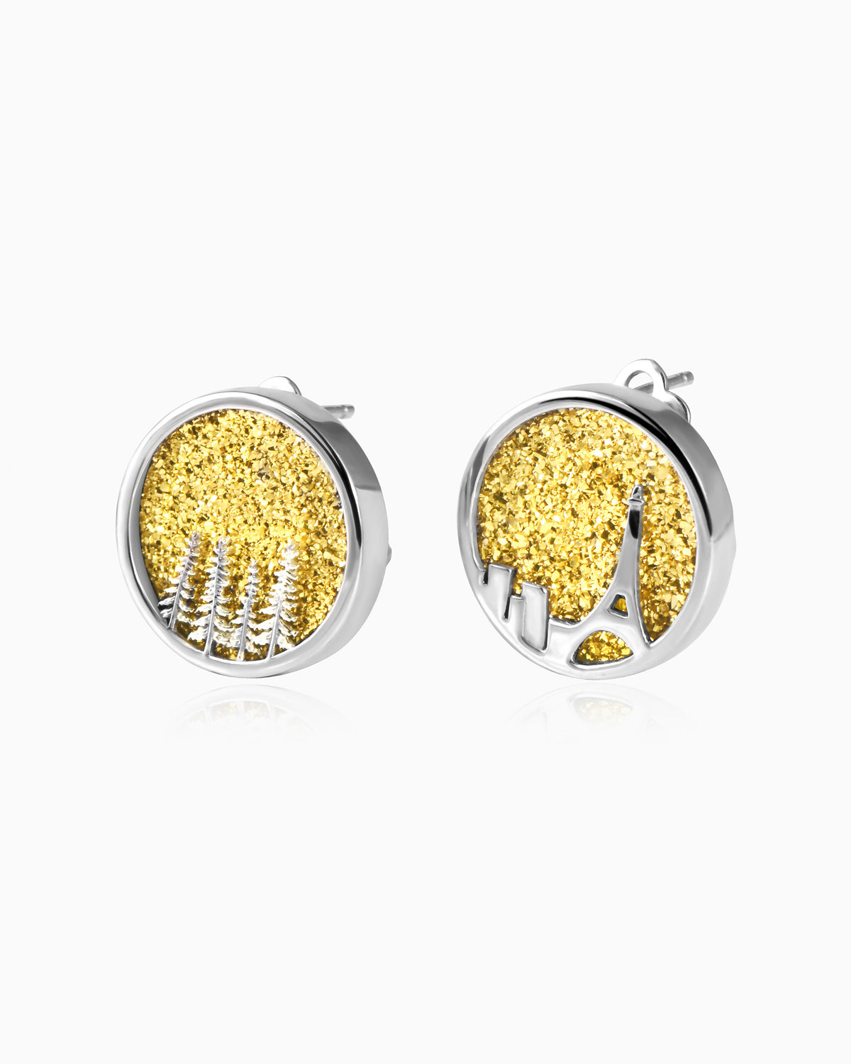 Asphalt Bloom Studs – Golden Drusy
