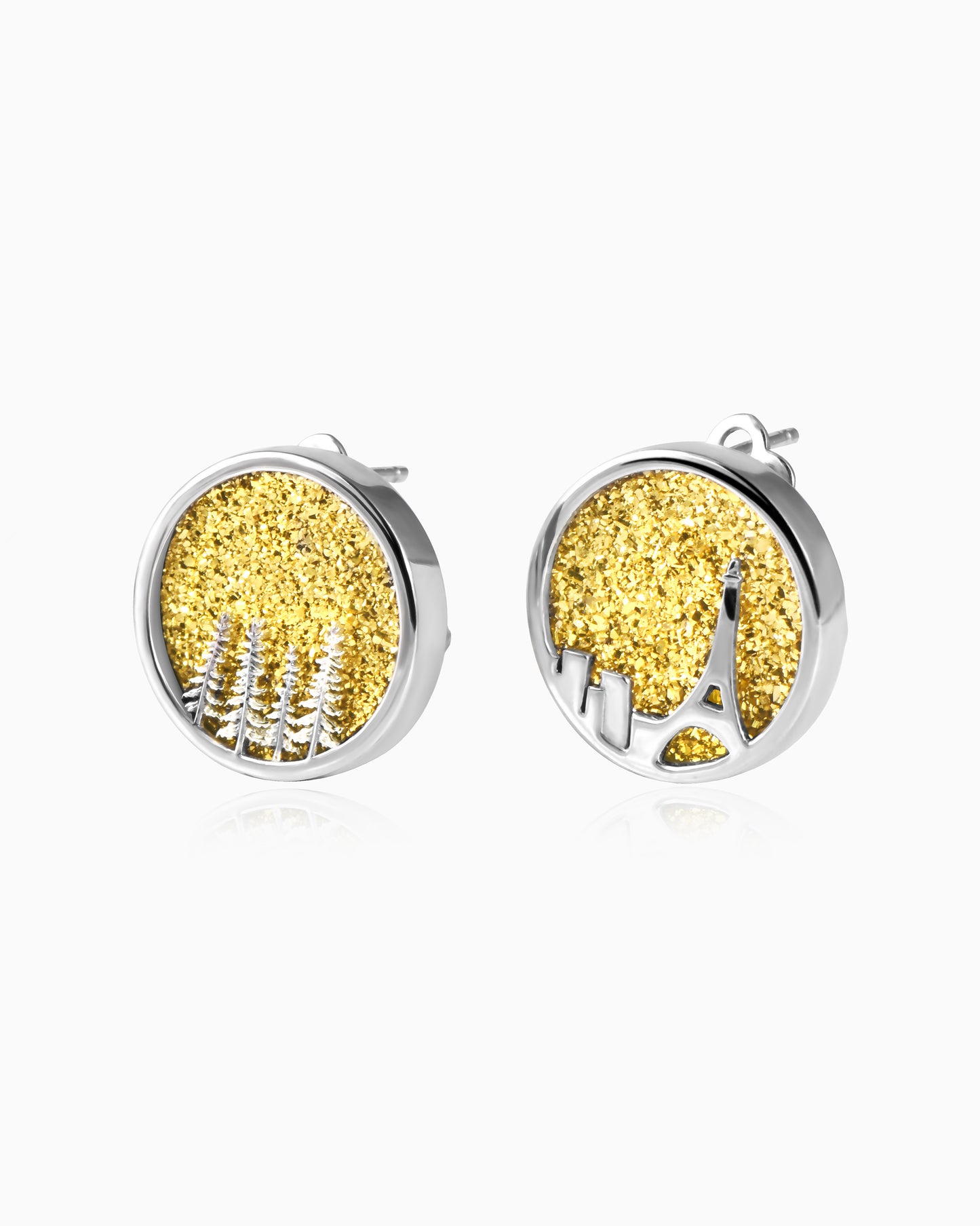 Asphalt Bloom Studs – Golden Drusy