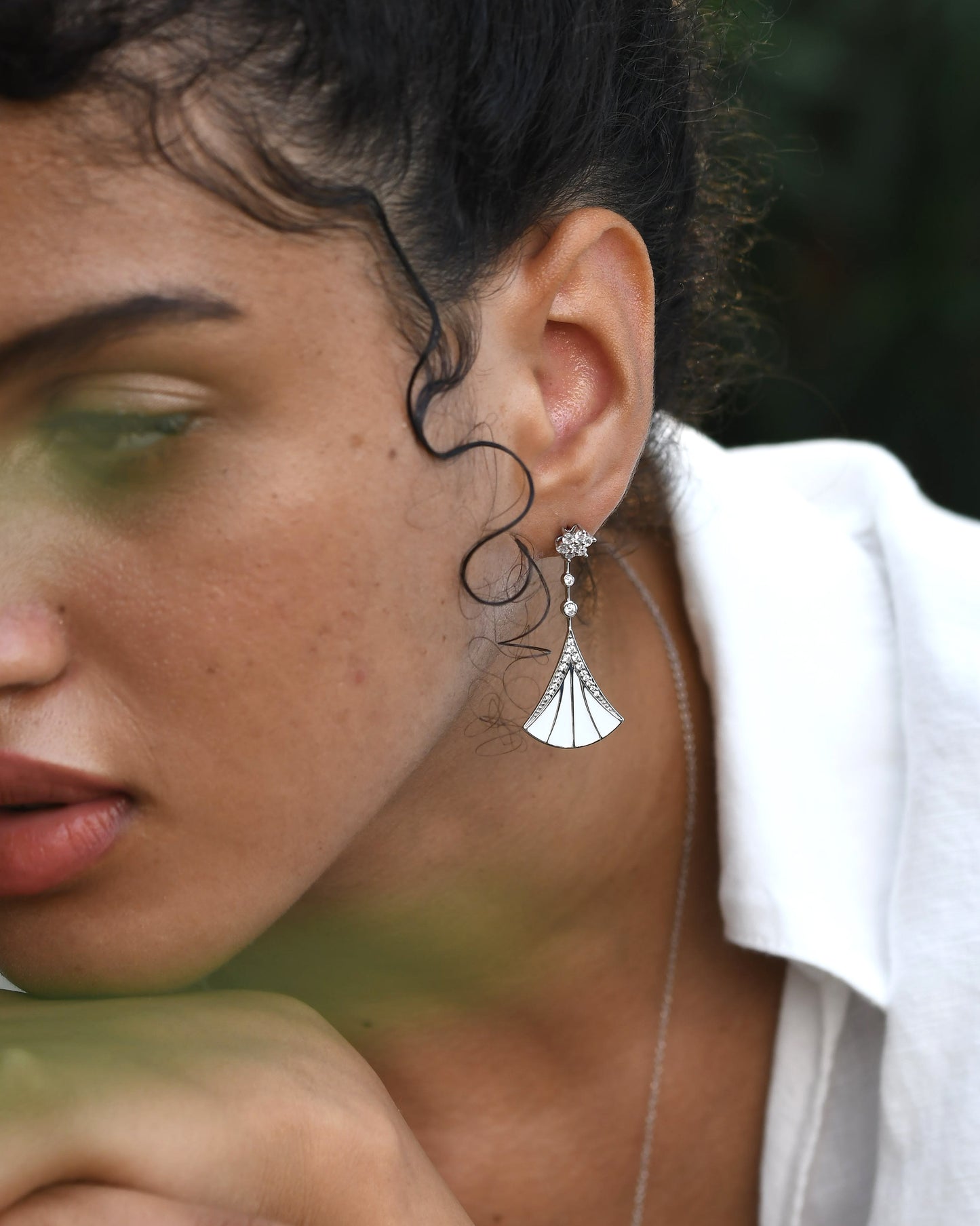 Ivory Enamel Cascade Earrings