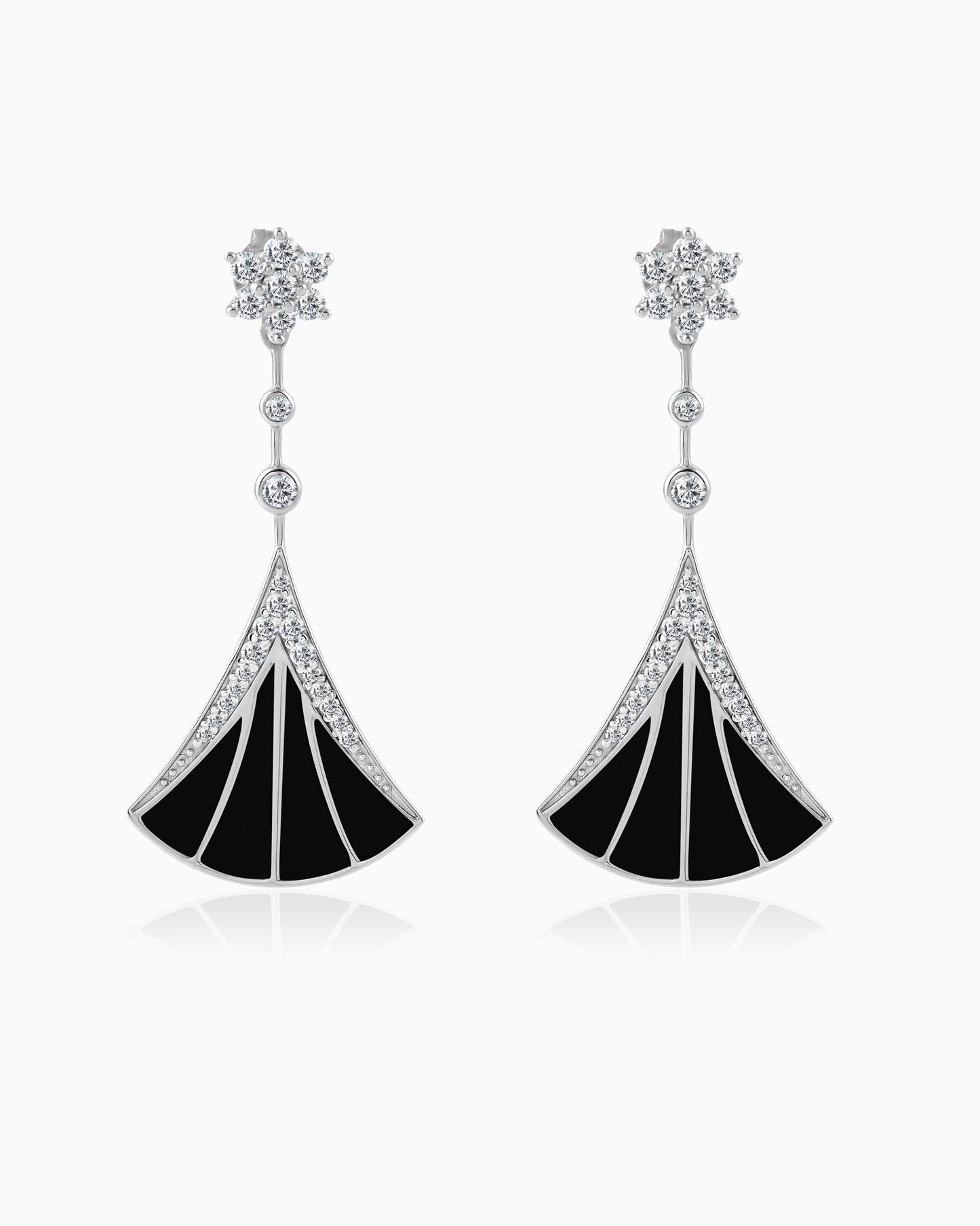 Noir Enamel Cascade Earrings