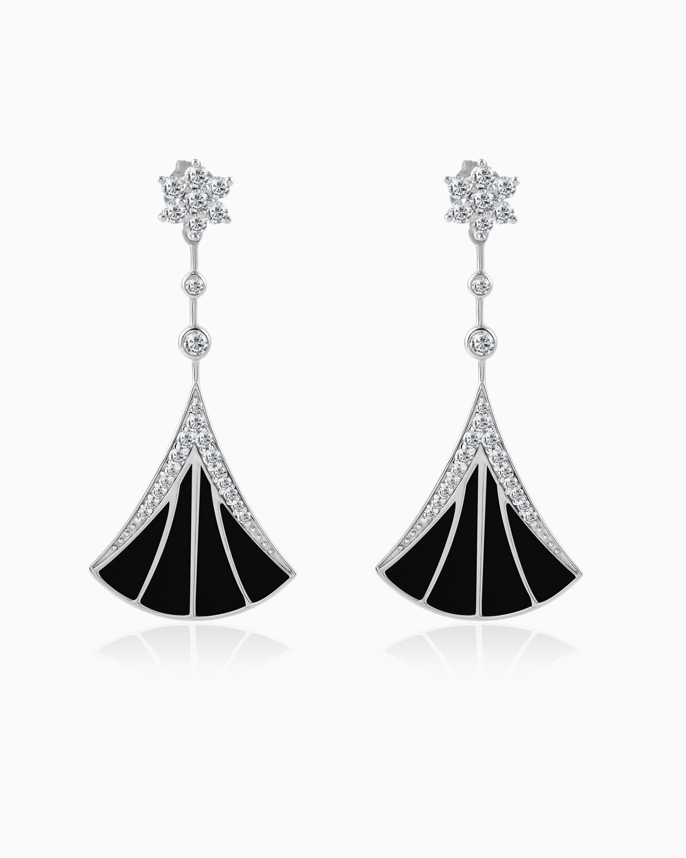 Noir Enamel Cascade Earrings
