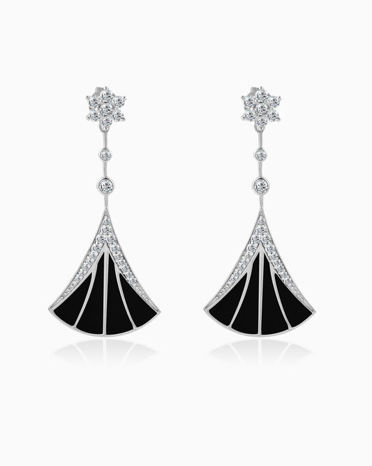 Noir Enamel Cascade Earrings