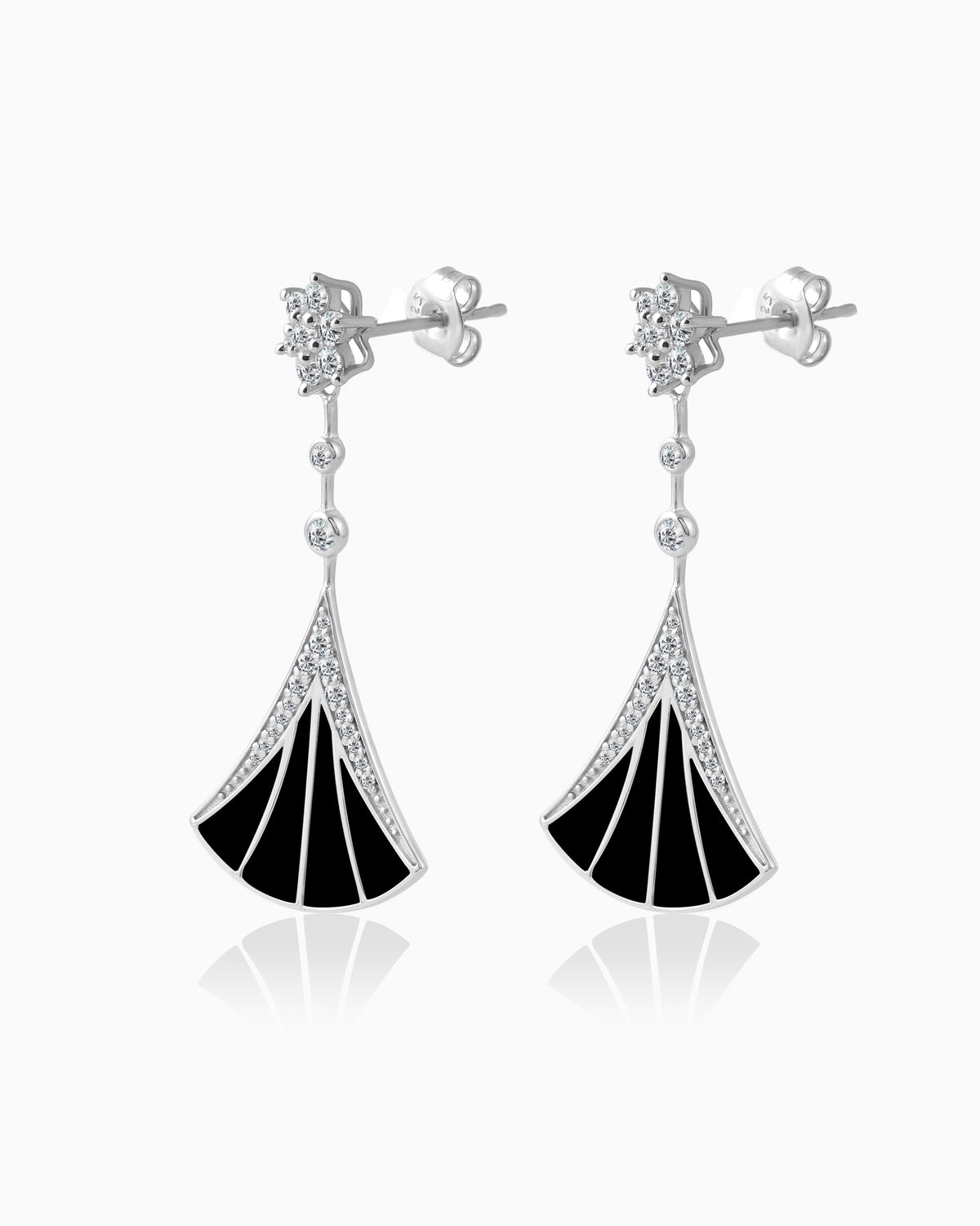 Noir Enamel Cascade Earrings