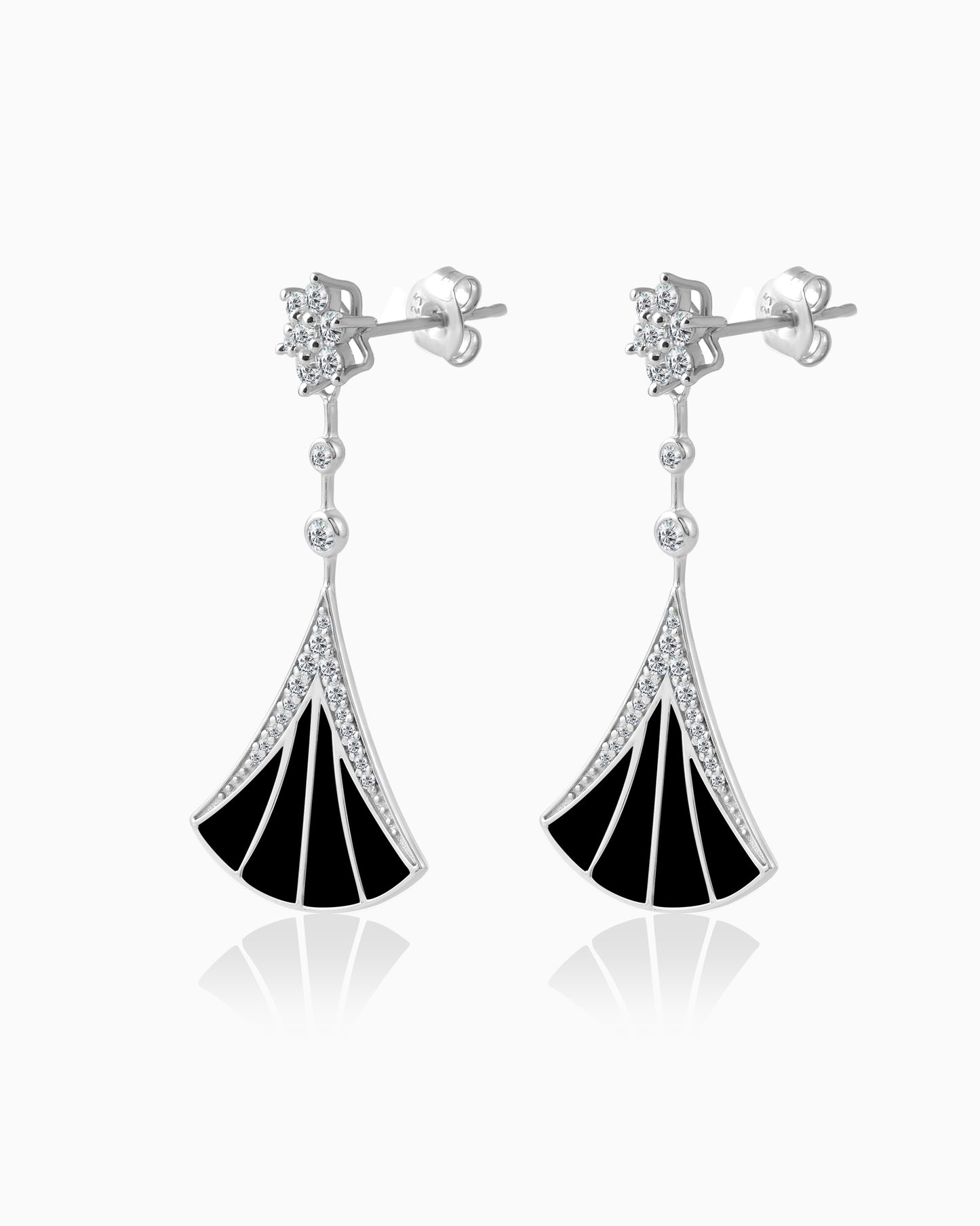 Noir Enamel Cascade Earrings
