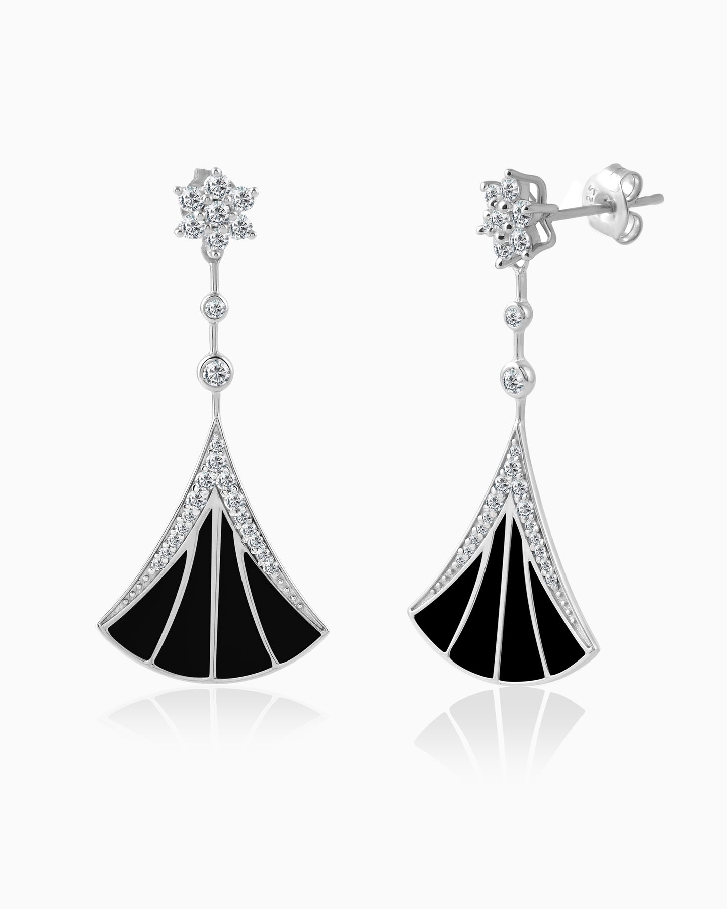 Noir Enamel Cascade Earrings